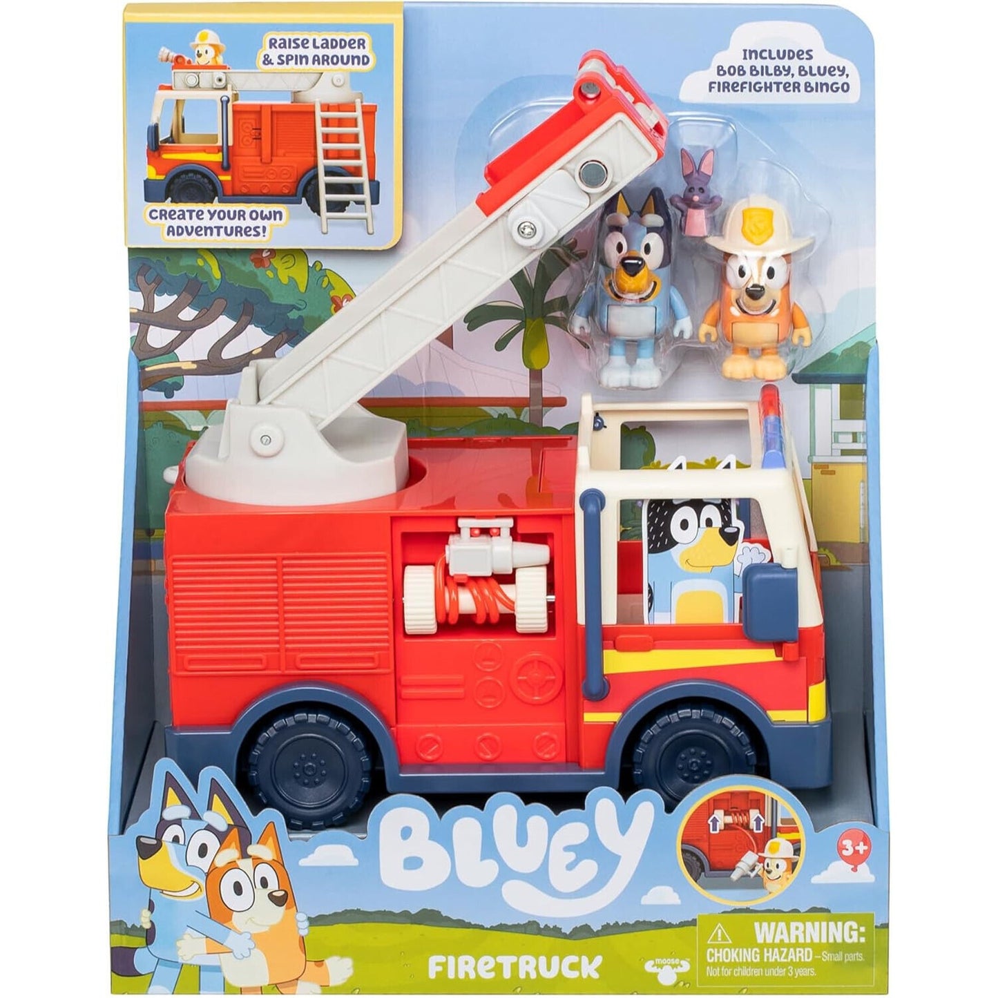 🔥Bluey Firetruck Exclusive Firefighter Bingo And Bob Bilby Figures BNWT🔥