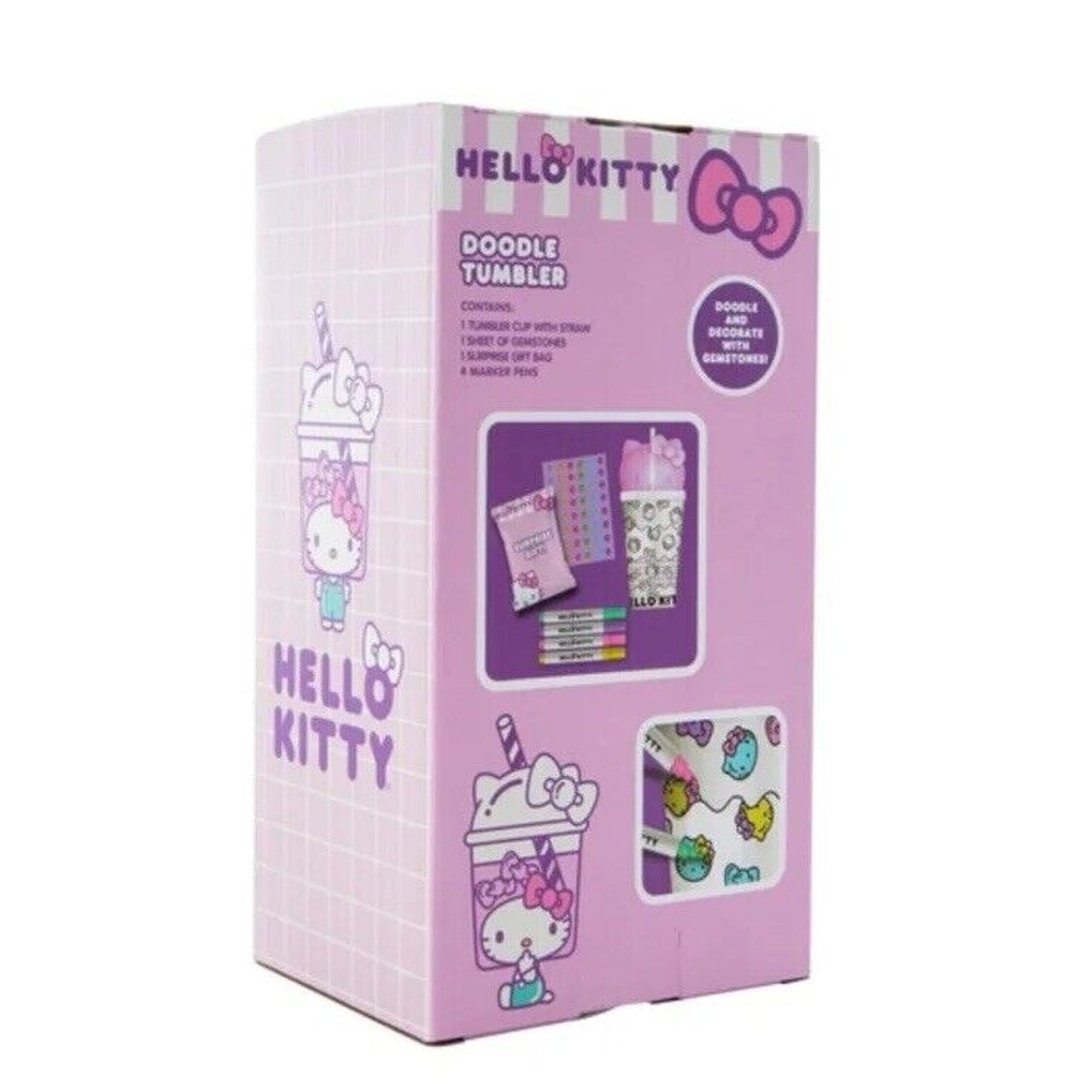 🔥Hello Kitty Doodle Tumbler With Straw & Surprise Gift Bag Inside Sanrio NWT🔥