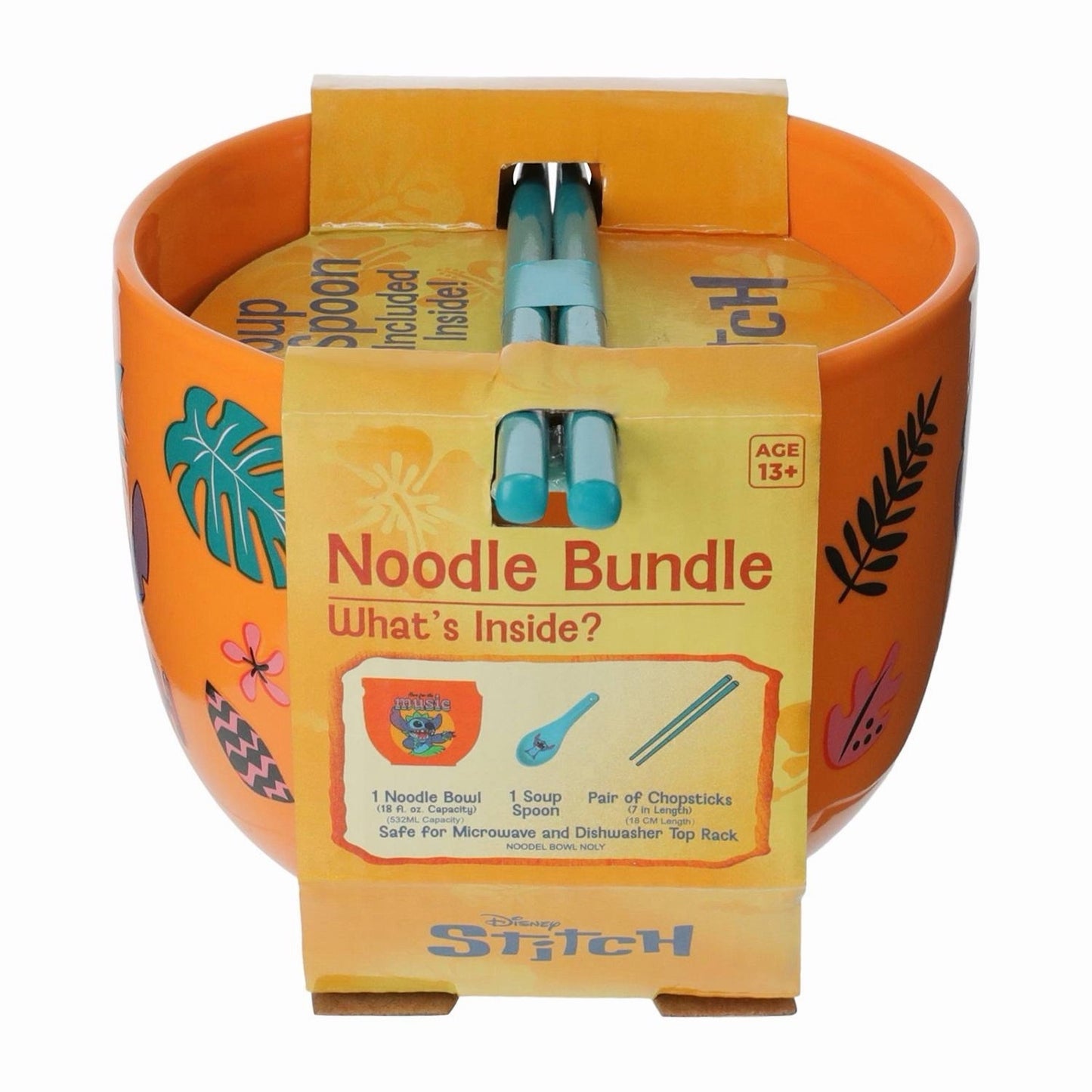 🔥Disney Stitch Ramen Noodle Bowl with Spoon & Chopsticks 16oz Ceramic BNWT🔥