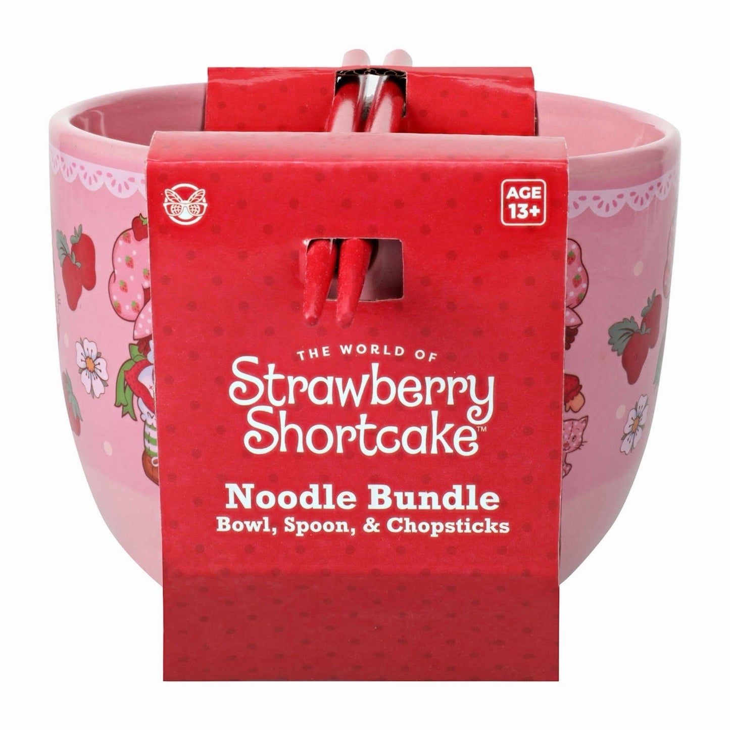 🔥Strawberry Shortcake Pink Ramen Noodle Bowl with a Spoon and Chopsticks BNWT🔥