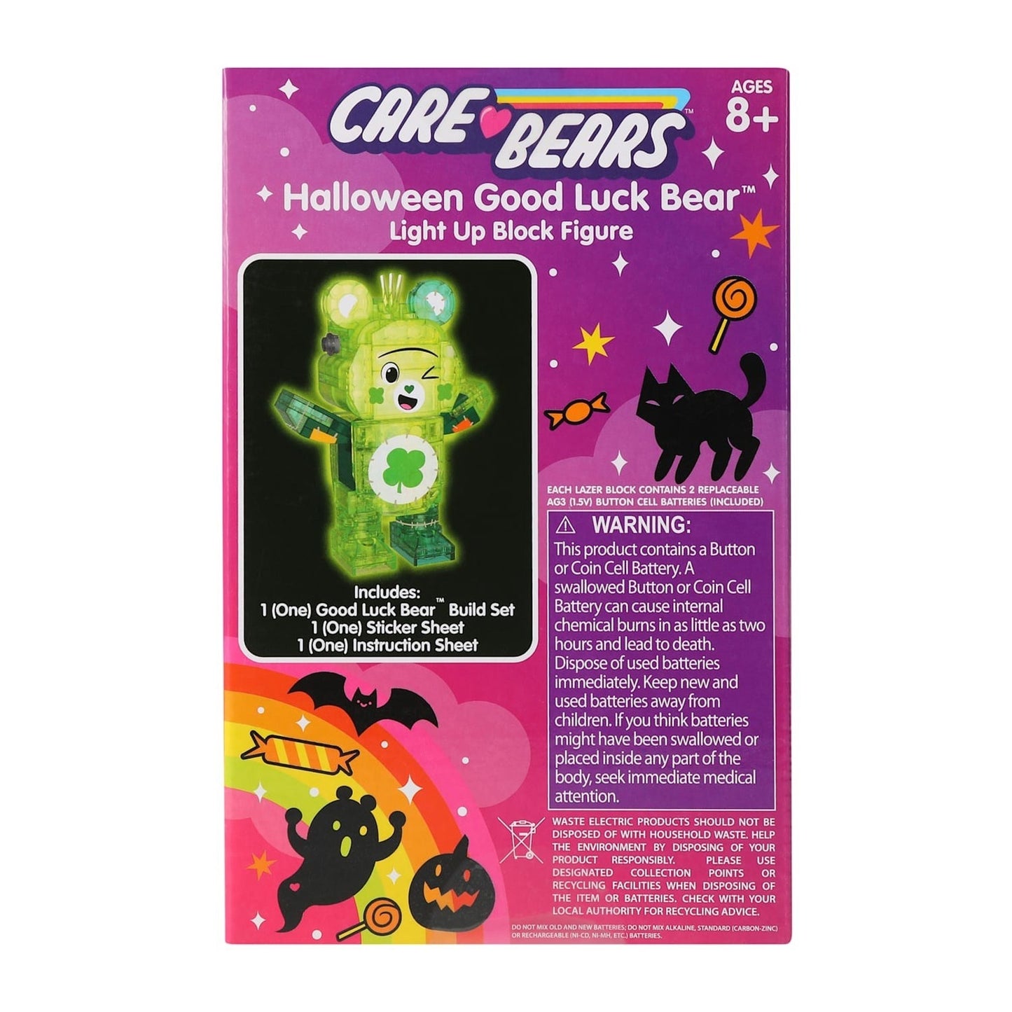 🔥Care Bears (2025) 171pc HALLOWEEN GOOD LUCK BEAR Light Up Block Figure BNWT🔥