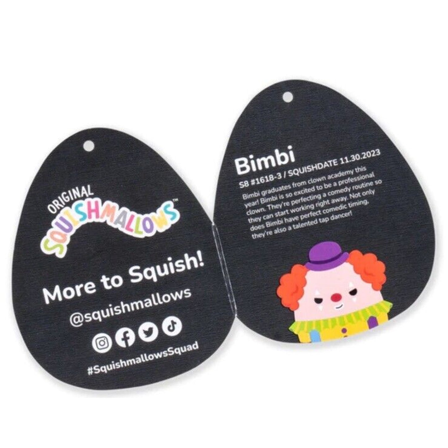 š„Squishmallow 8ā Bimbi The Clown Official Kellytoy Plush HTF BNWTš„