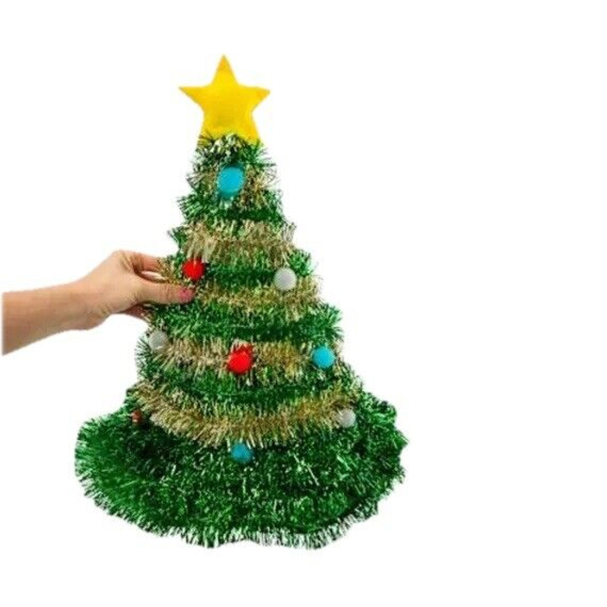 🔥Green Tinsel Christmas Tree Holiday Novelty Costume Party Hat BNWT🔥