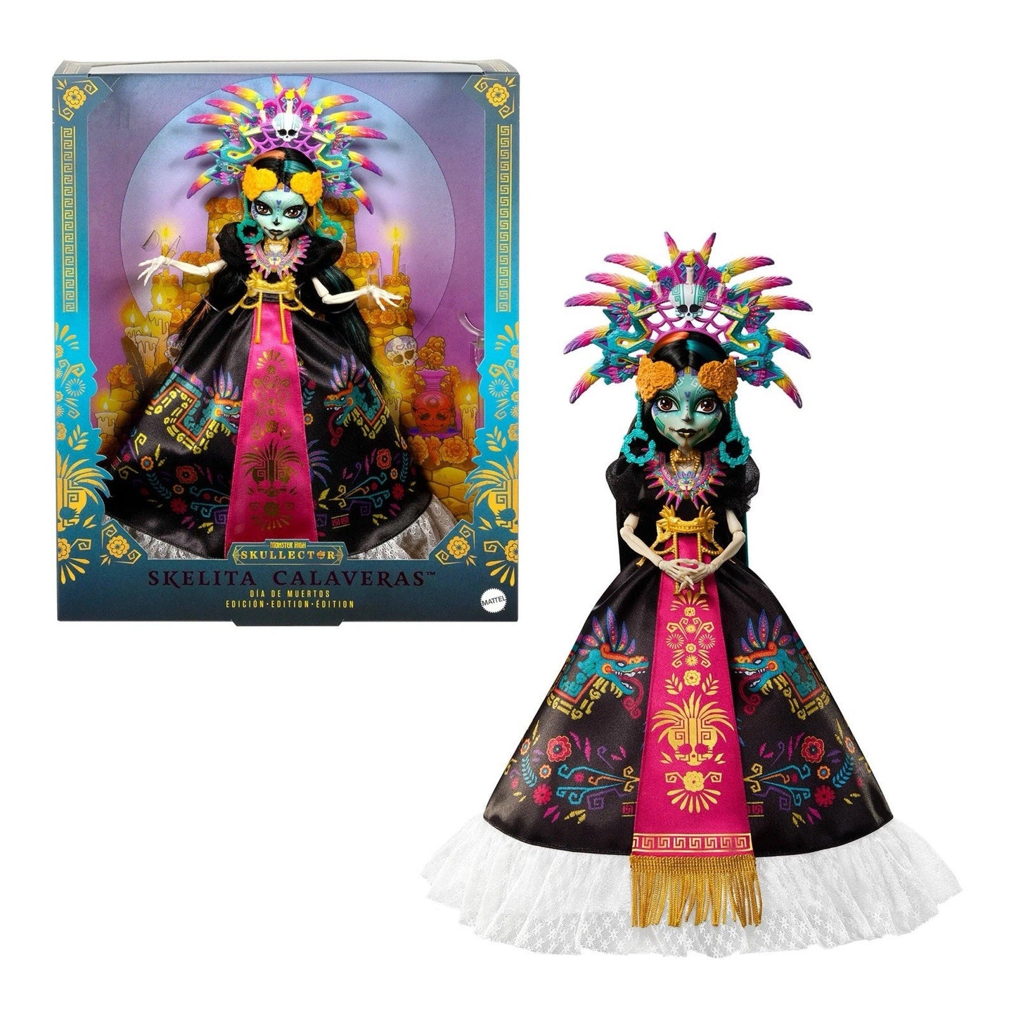🔥Monster High Doll Skelita DÃa de Muertos 2025 Calaveras Aztec Headdress BNWT🔥