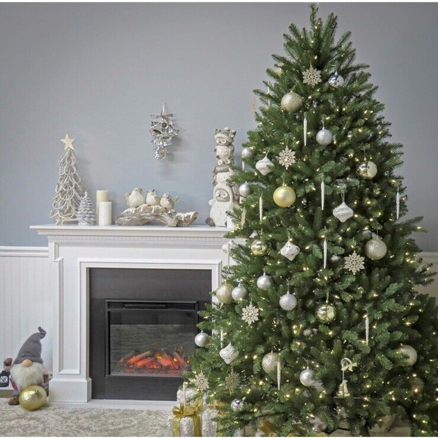 🔥 Dunhill Fir Pre-Lit 6.5’ Artificial Full Christmas Tree Green White Lights🔥