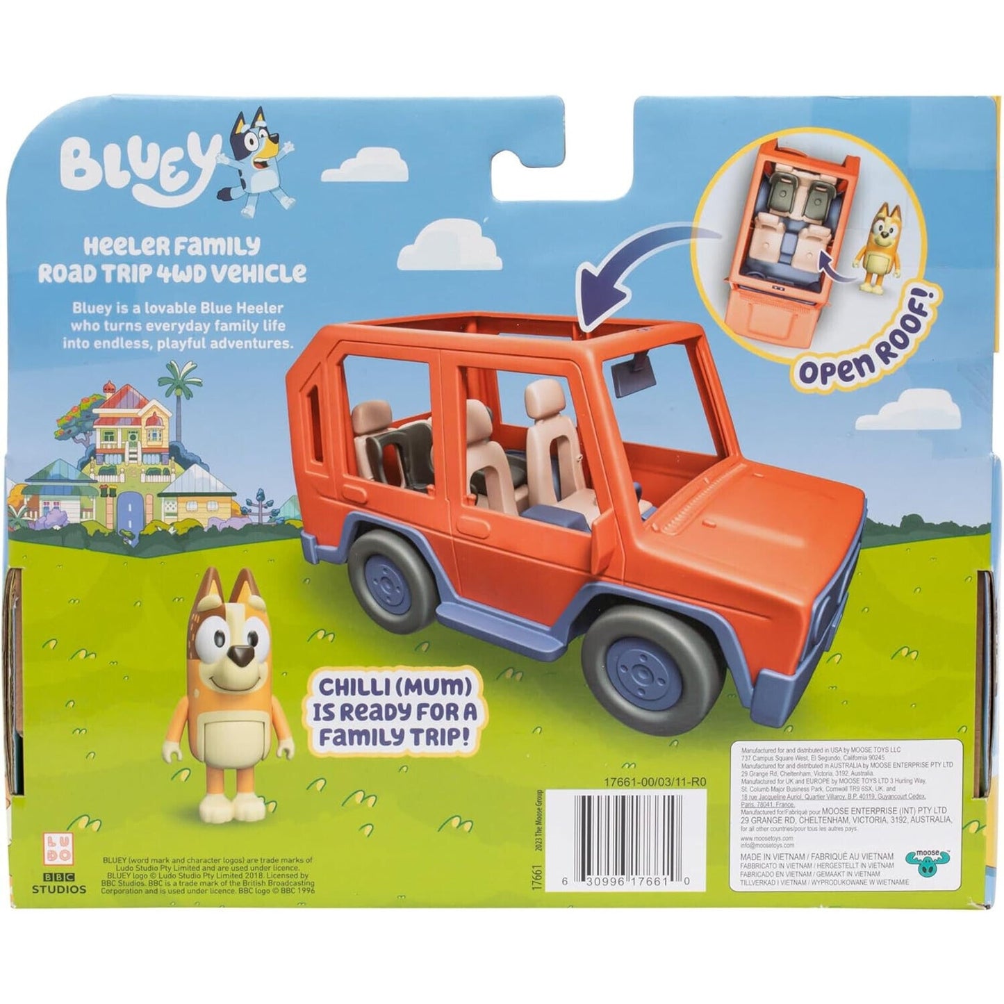 🔥Bluey Heeler Family Road Trip 4WD Car Play Vehicle+ Chilli Fits 4 Bluey BNWT🔥