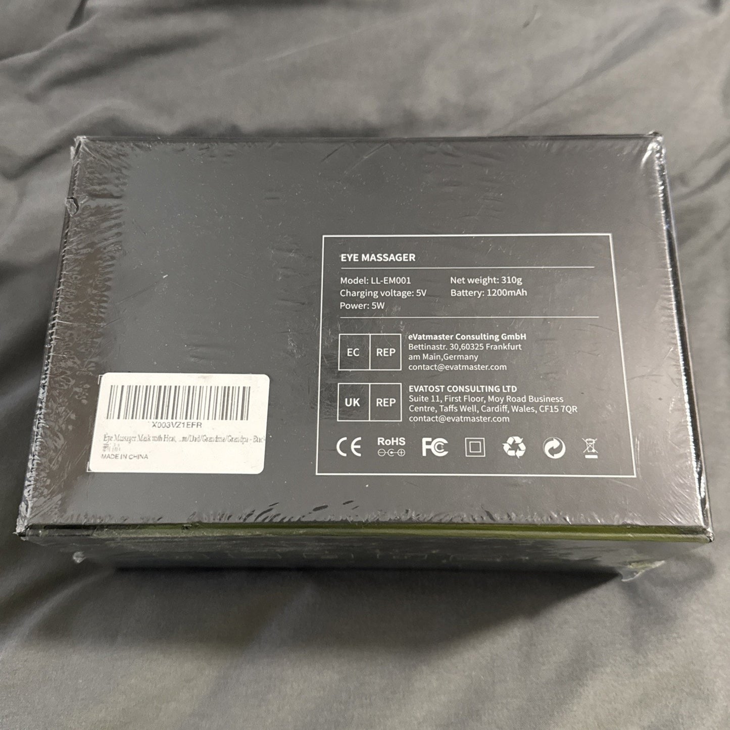 🔥LLANO Eye Massager w/Heat Portable Bluetooth Music Foldbable ll-em001 Black🔥