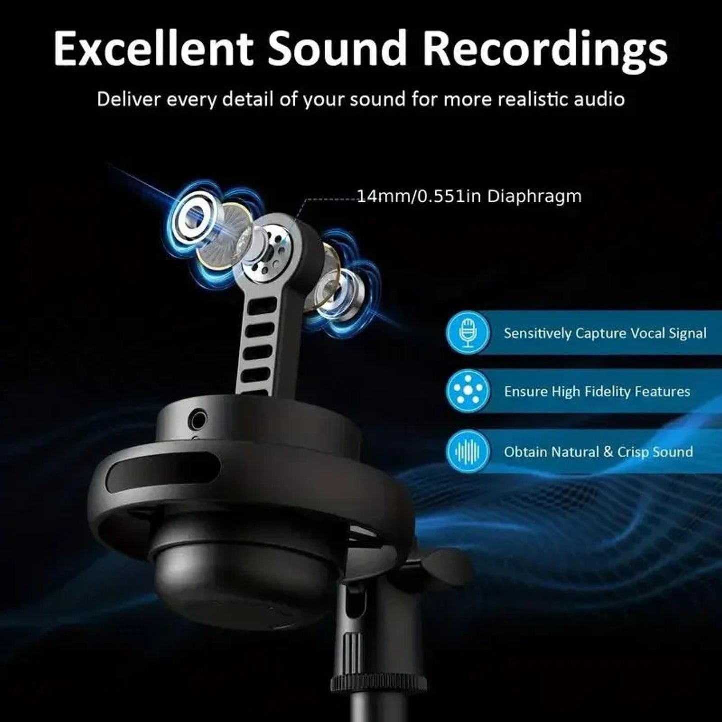 🔥USB Microphone for Streaming & Podcasts - RGB Condenser Mic🔥