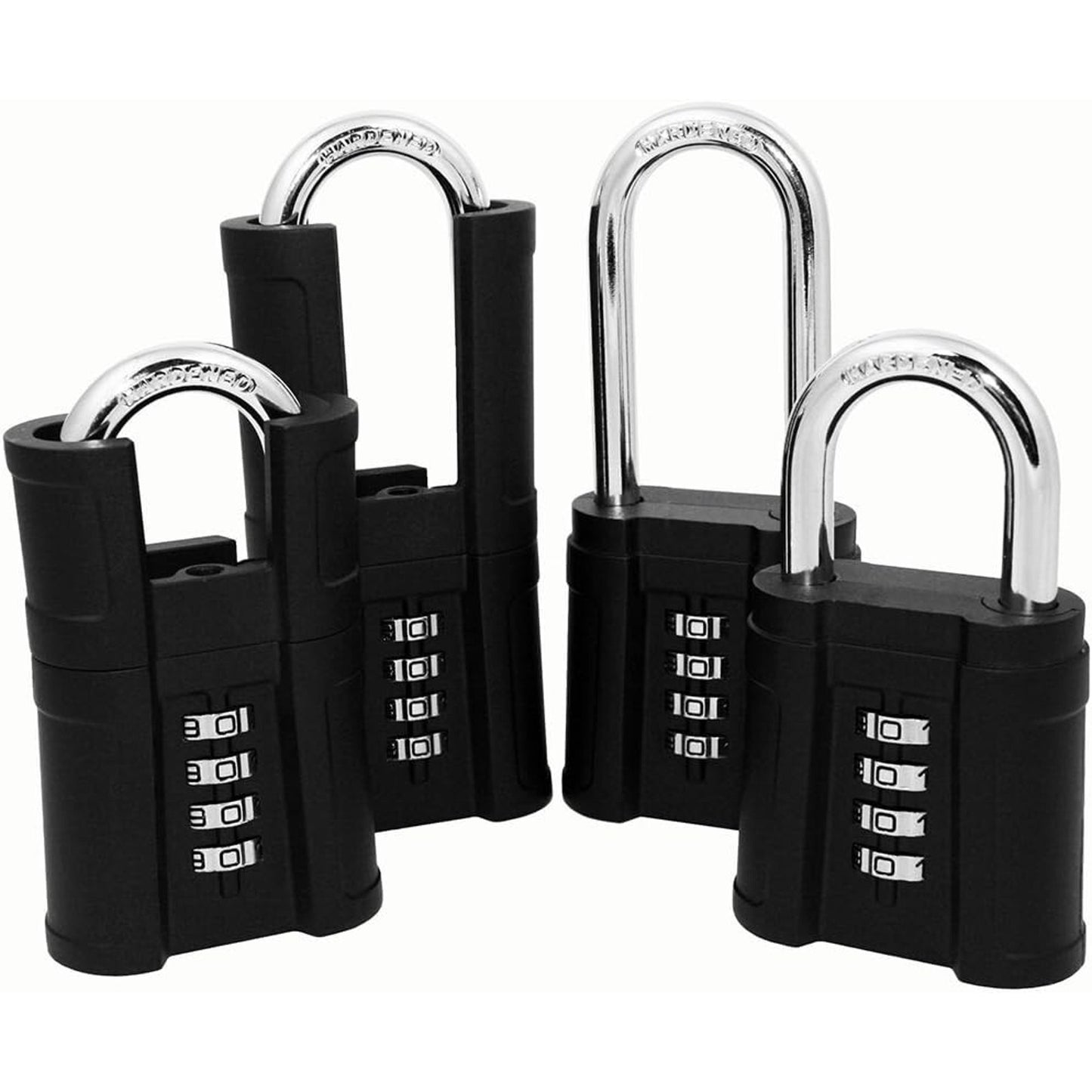 FJM Security SX-876 4-Dial Shrouded Combination Padlock Long Shackle Blk BNWT