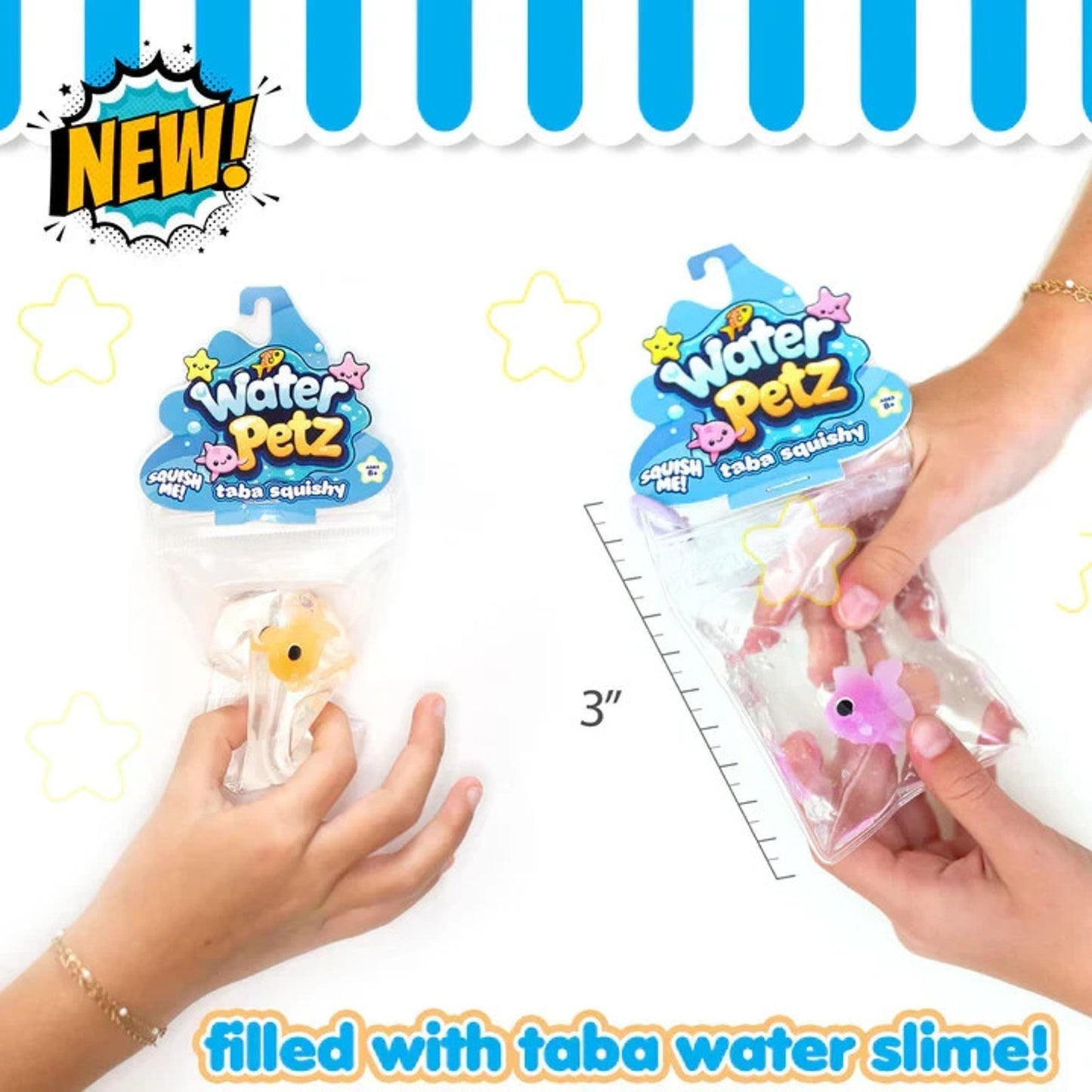 🔥Water Pets Taba Squishy Gold Fish Squeeze Toy Pet In A Bag Clip YELLOW BNWT🔥