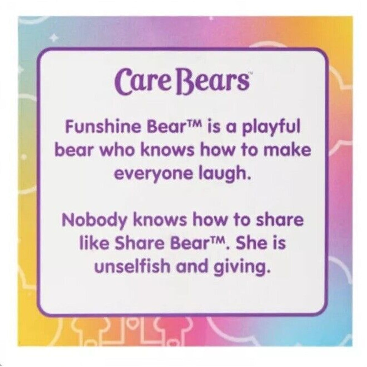 🔥Care Bears Flocked Figures Pack Of 2 Funshine Bear and Share Bear BNWT🔥