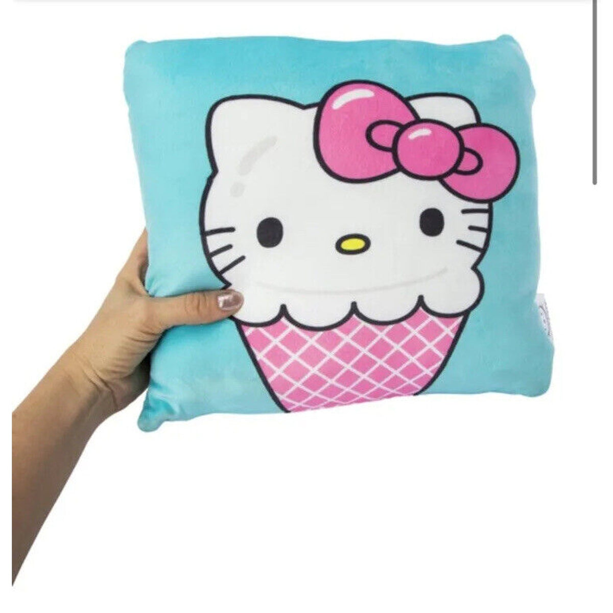🔥Sanrio Throw Pillow 13in Hello Kitty Comfy Cat Blue Ice Cream Bed BNWT🔥