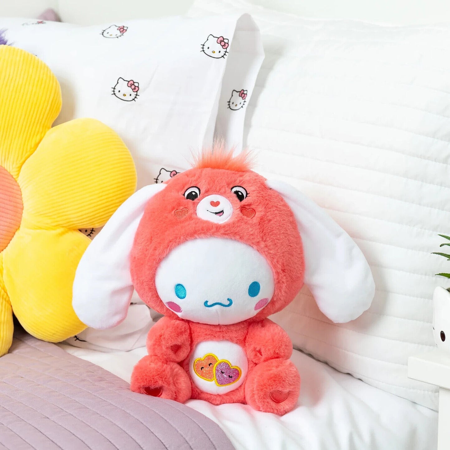 š„Hello Kitty and Friends Care Bears Plush 8ā Cinnamoroll as Love-A-Lot Bearš„