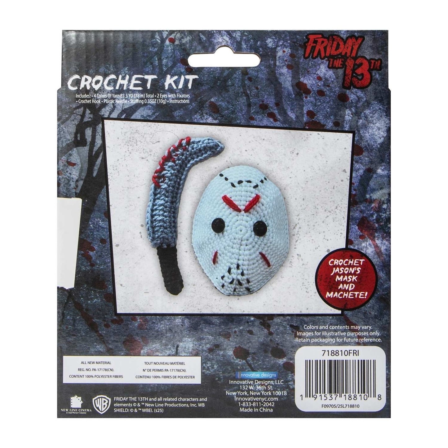 š„Halloween Crochet Kit - Friday the 13th - Jason's Mask & Machete BNWTš„