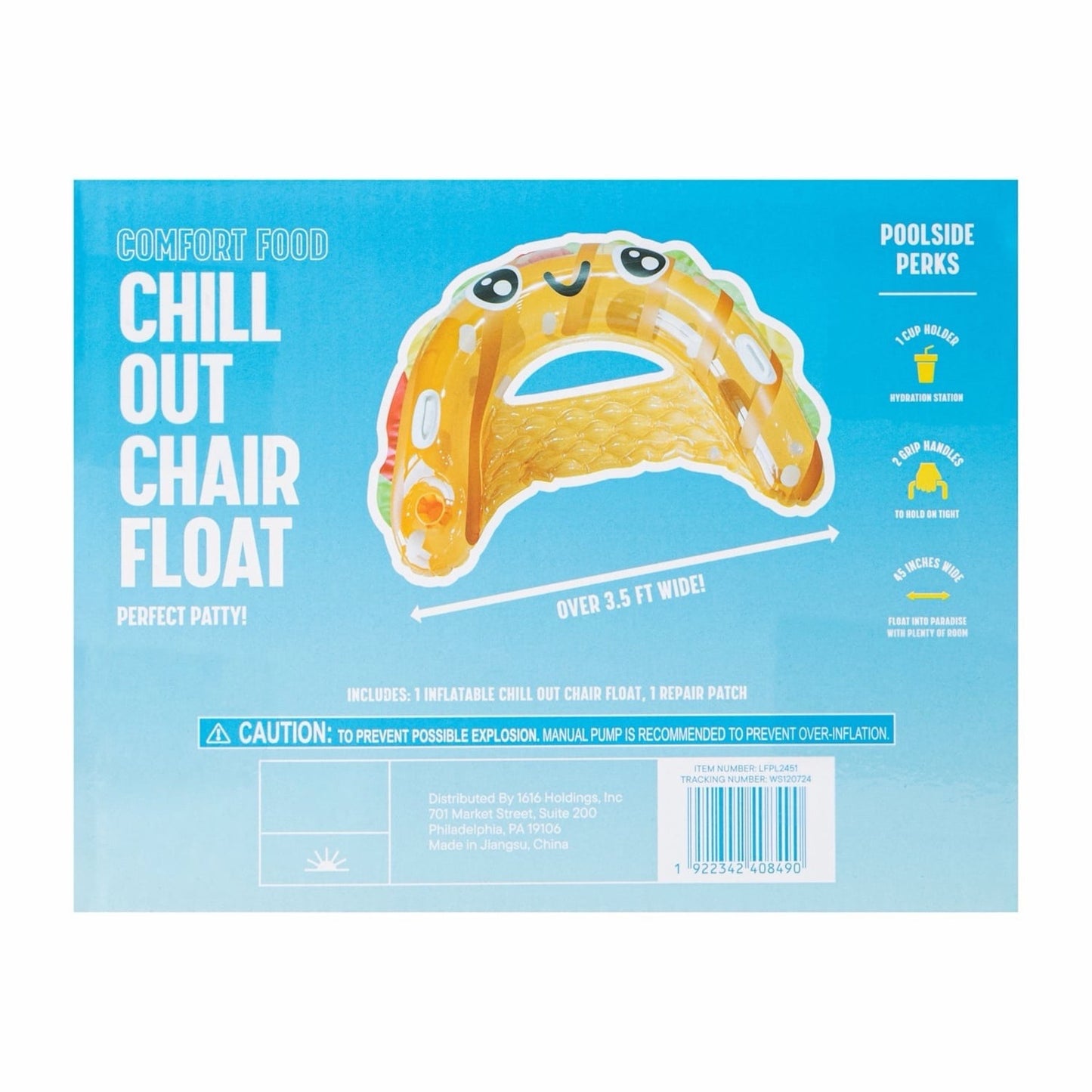 🔥Chill Out Chair Float Splash Hamburger Seat BNWT🔥