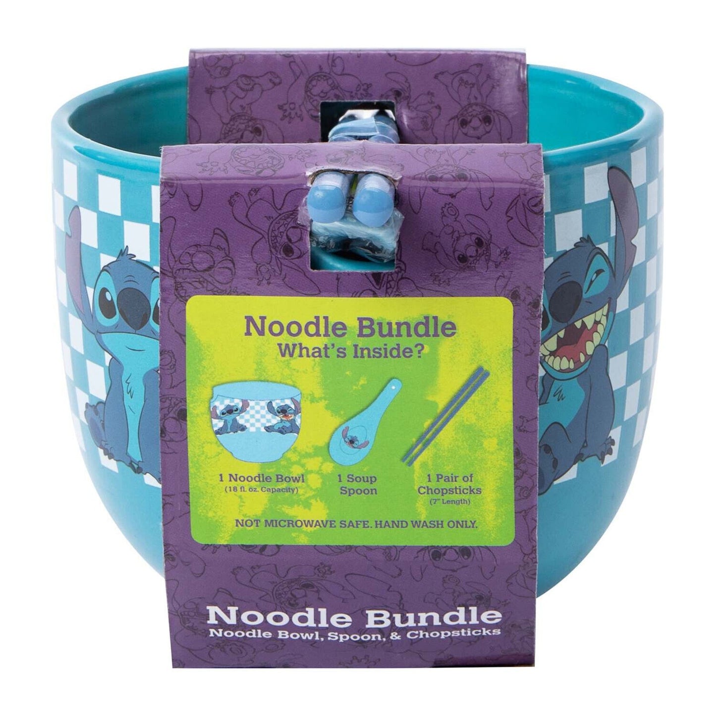 🔥Disney Stitch Ramen Noodle Bowl with Chopsticks 16oz Ceramic BNWT🔥