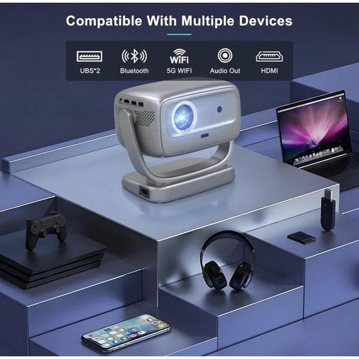 🔥Smart TV 4K Projector WiFi & Bluetooth Portable Outdoor Auto Focus BNIB🔥