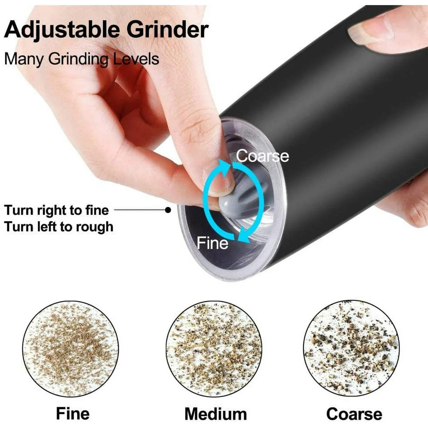 🔥2 Pack Gravity Electric Salt and Pepper Grinder Mill Shaker Adjustable Auto🔥