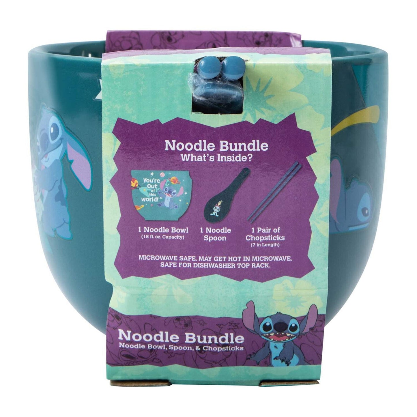 🔥Disney Stitch Ramen Noodle Bowl with Spoon & Chopsticks 16oz Ceramic BNWT🔥