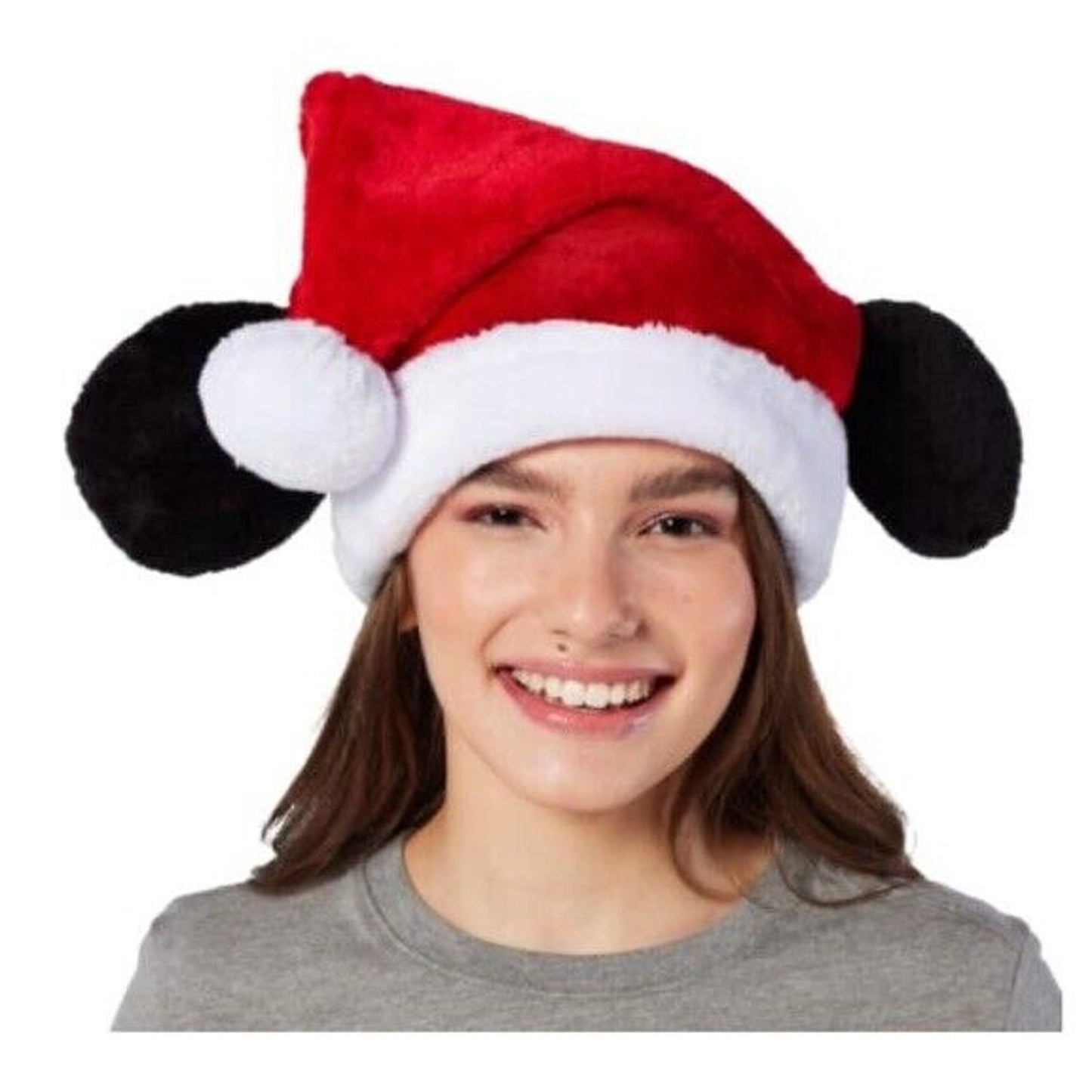 🔥Disney Santa Hat Mickey Mouse Ears Holiday Cap Red Christmas BNWT🔥