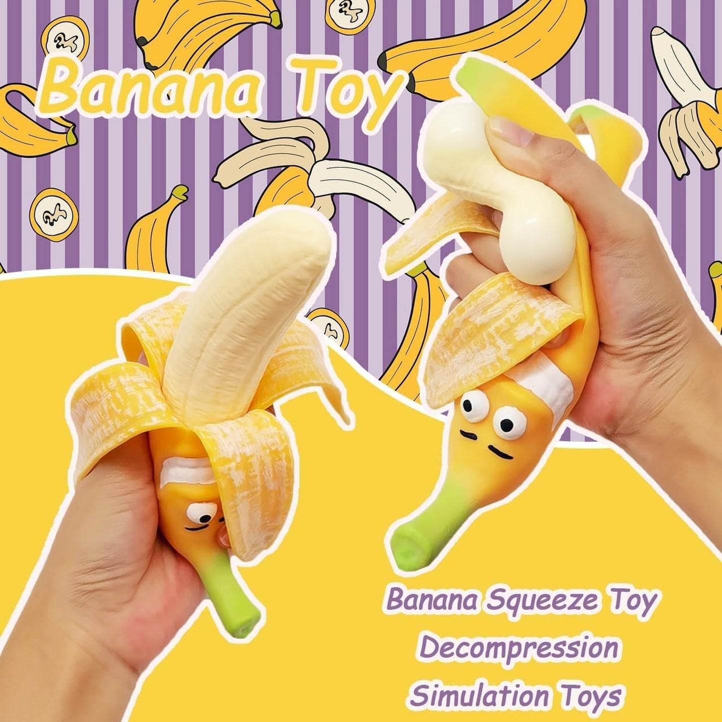 🔥Funny Banana Squeeze Toys Stress Reliever Toy Squishy Stretchy BNWT🔥