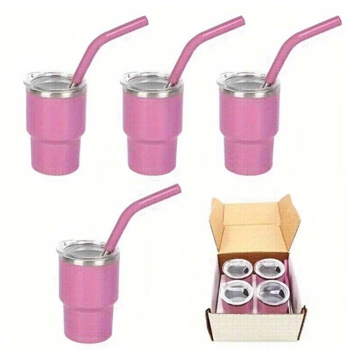 🔥Hot Pink Stainless Steel Mini Tumbler 3oz 4-Pack HTF Hot BNWT🔥