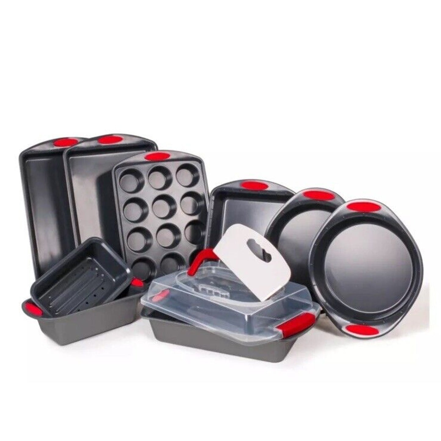 🔥BergHOFF 11Pc Perfect Slice Bakeware Set Grey & Red Pans BNWT💥