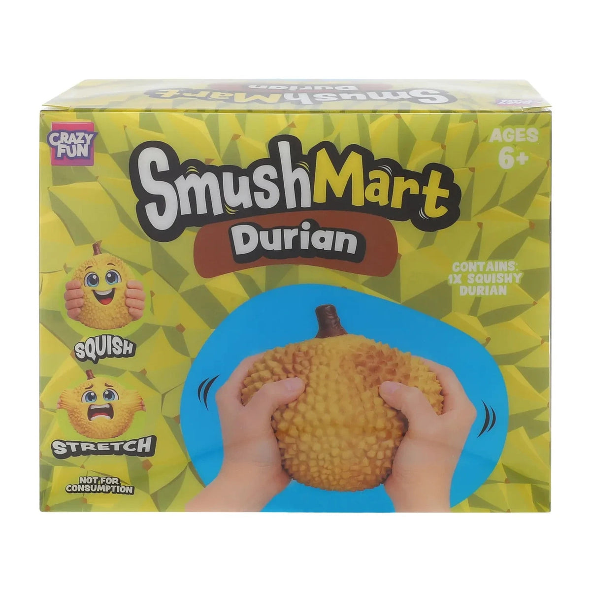 🔥SmushMart Durian 100% Squishy Squeeze Toy Yellow/Brown BNWT🔥