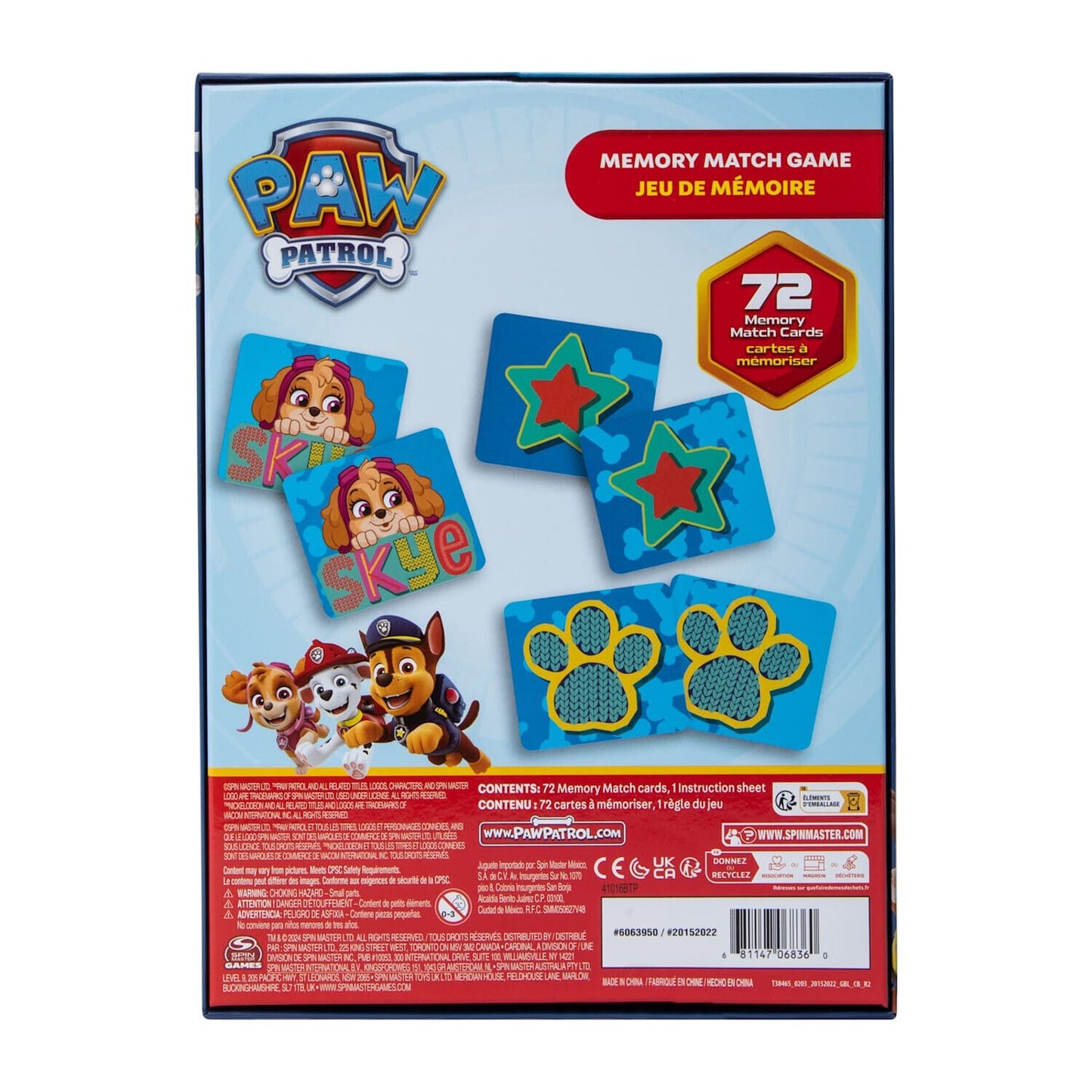 🔥Spin Master Paw Patrol Memory Matching Game - 72 Memory Cards BNWT🔥