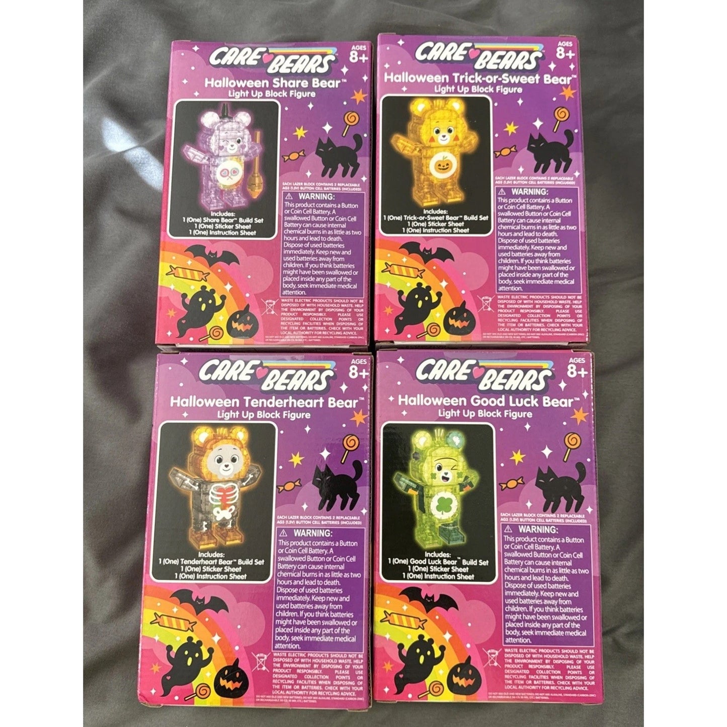 🔥Care Bears Halloween Light Up Block Figures-full Set of 4 2025 BNWT🔥