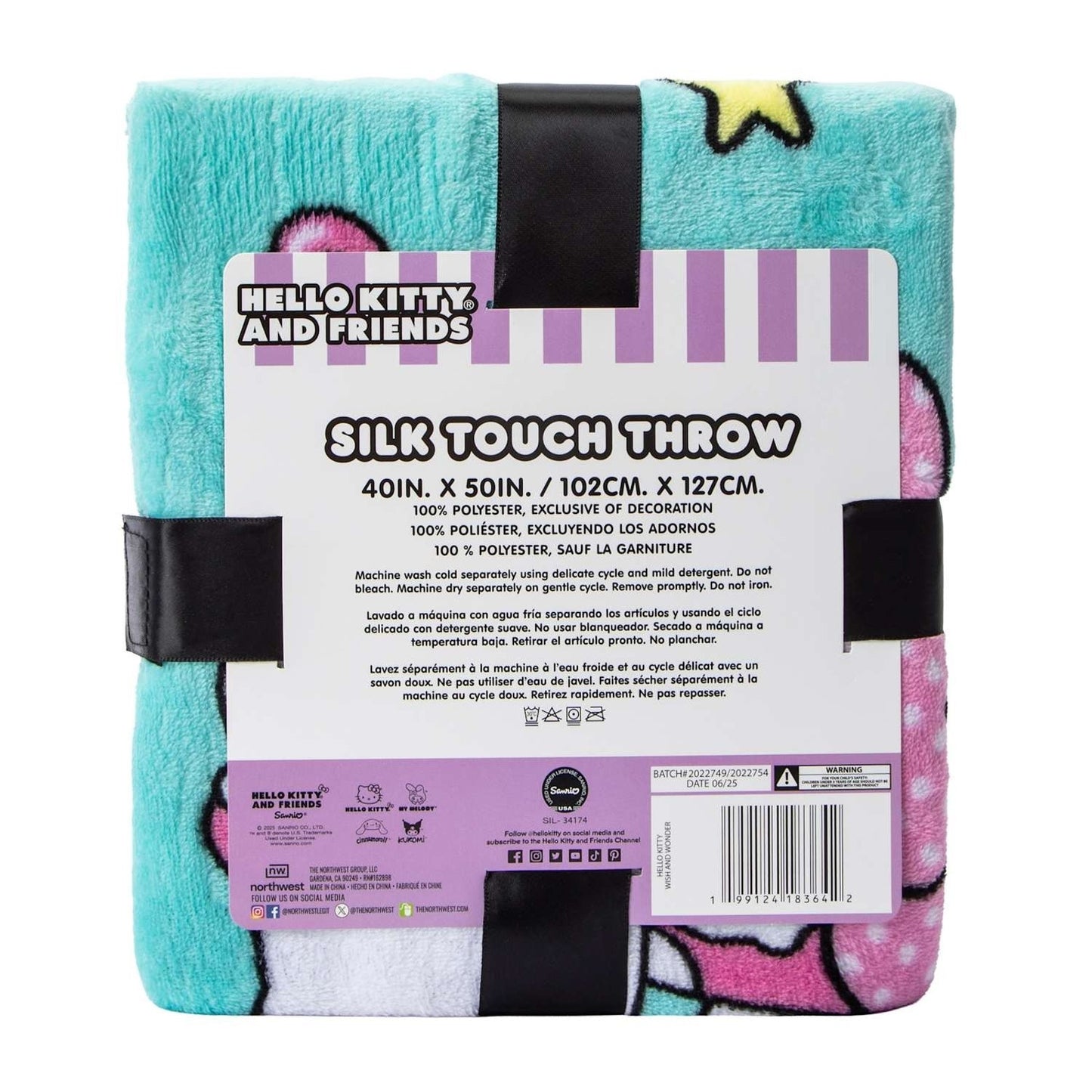 🔥SANRIO HELLO KITTY PLUSH SILK TOUCH THROW BLANKET 40 X 50" BNWT🔥