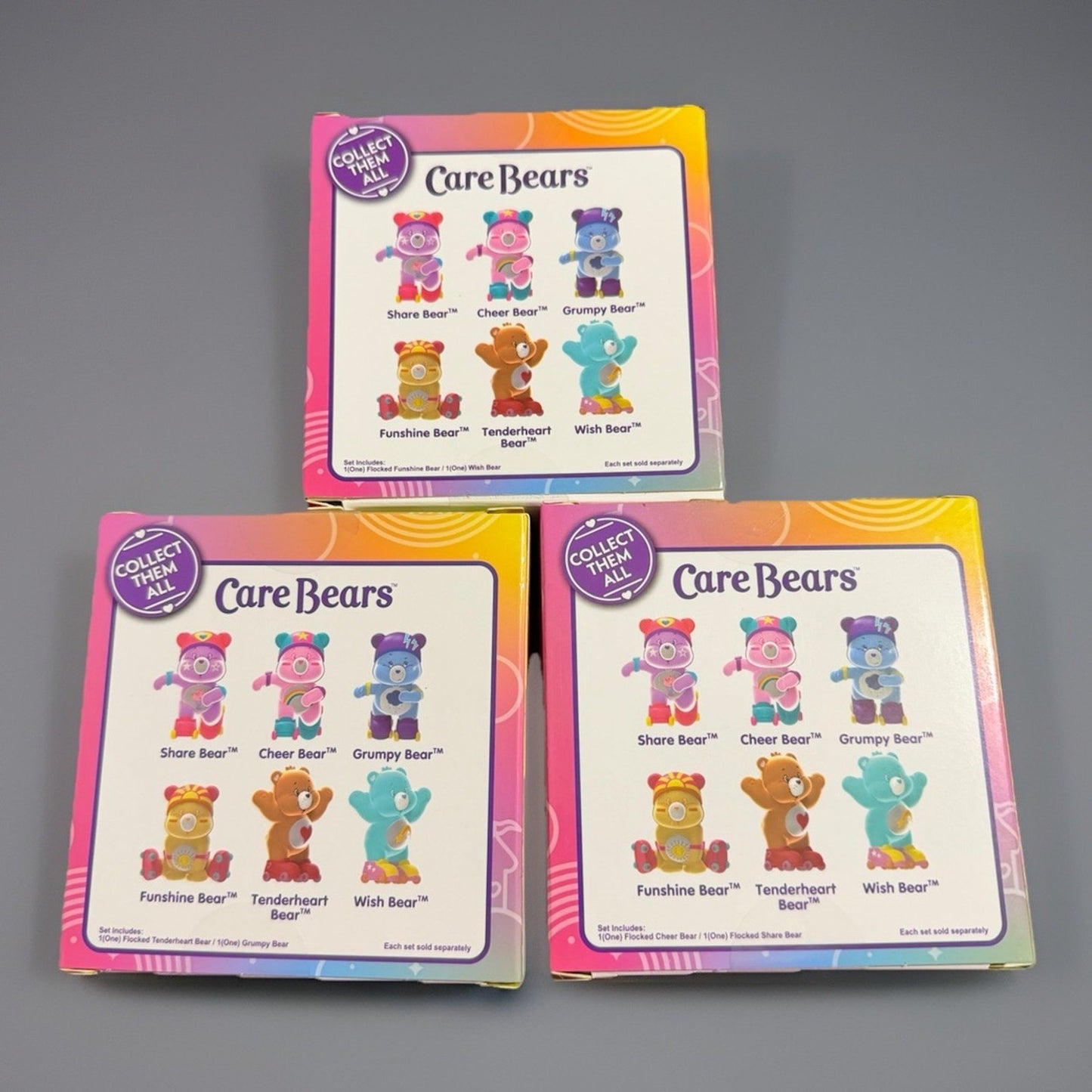 🔥Care Bears Roller Skating Flocked Mini Figures Set of 6 BNWT🔥