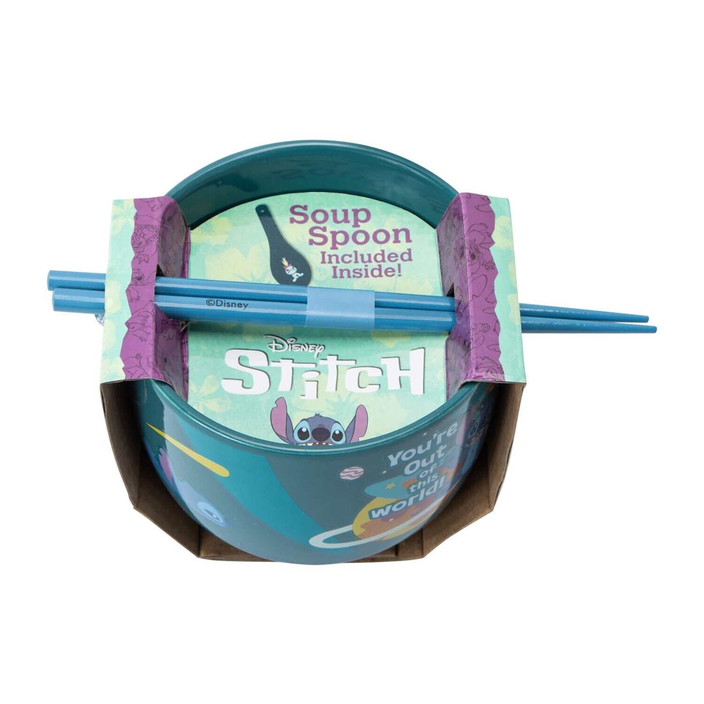 🔥Disney Stitch Ramen Noodle Bowl with Spoon & Chopsticks 16oz Ceramic BNWT🔥