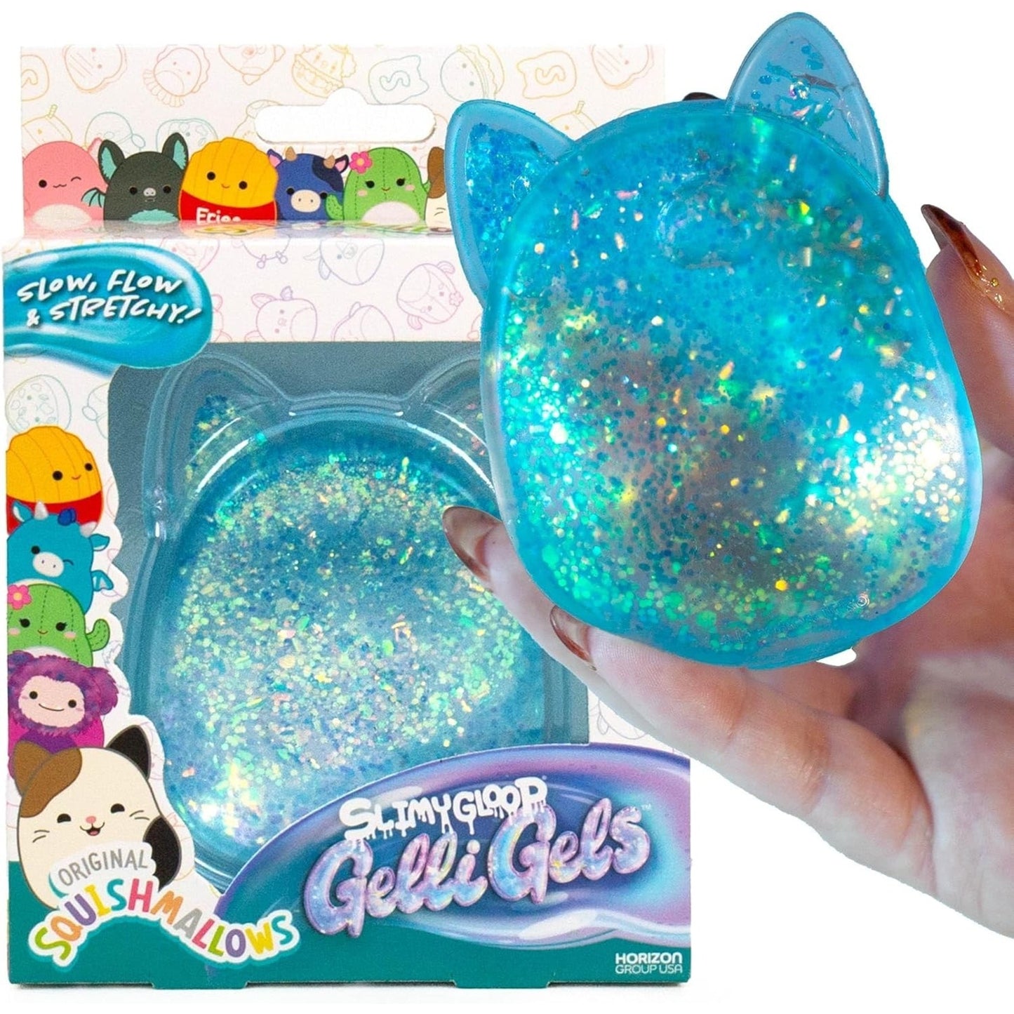 🔥Original Squishmallows SLIMYGLOOP Gelli Gels Glitter Slow Small Blue BNWT🔥