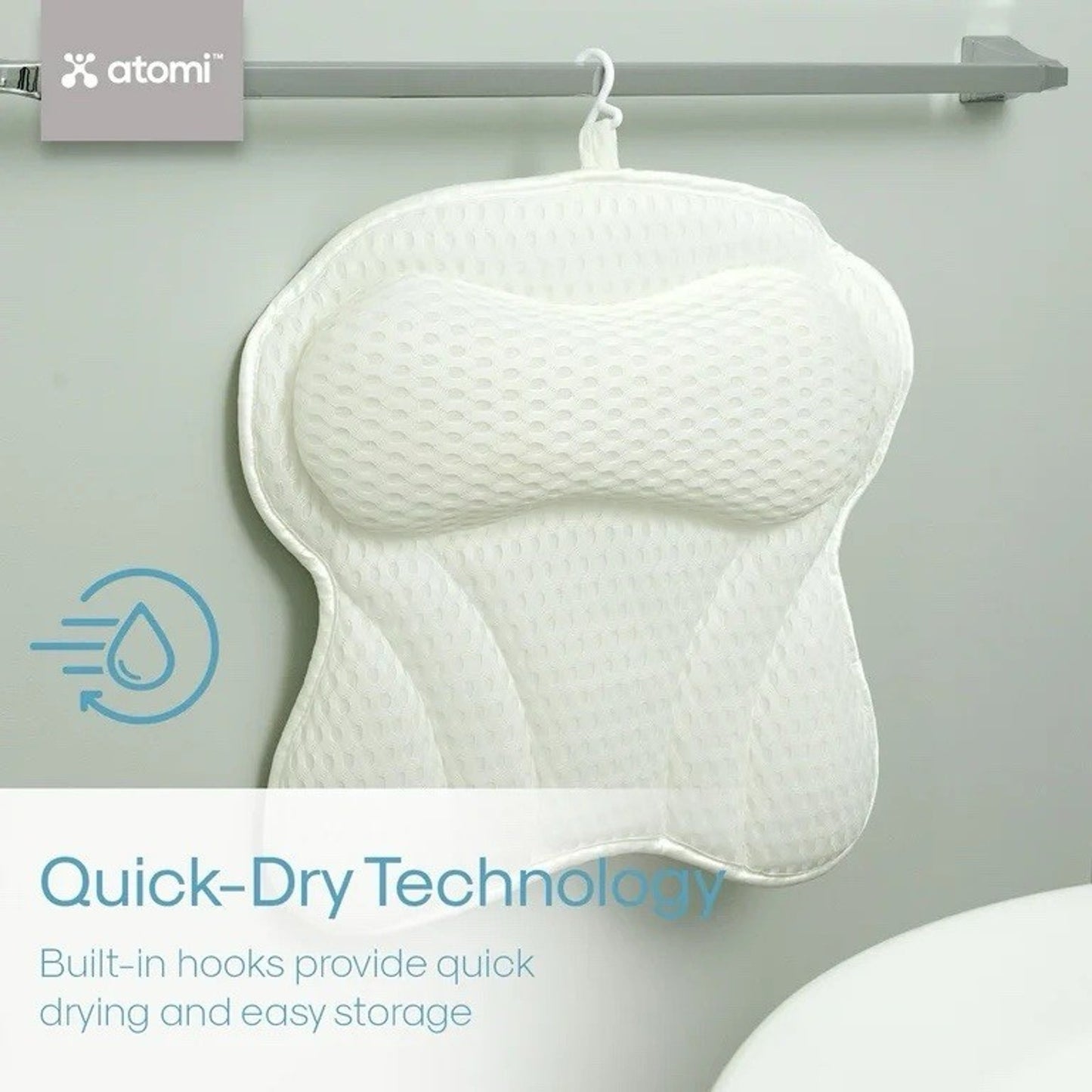 🔥Thick Padded Ergonomic Bath Pillow for Tub, Support for 17.25" x 16.5" White🔥