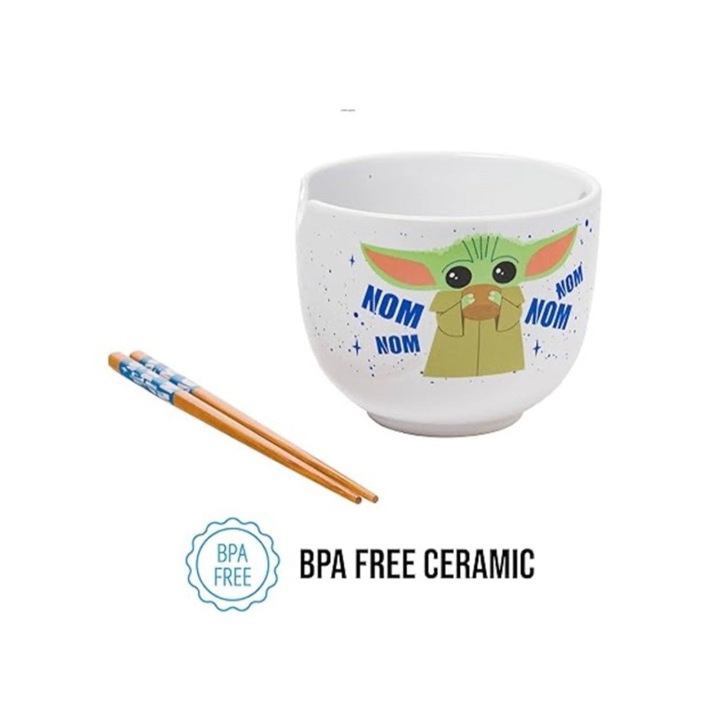 🔥Star Wars Mandalorian the child Ramen Bowl With Chopsticks Grogu Baby Yoda🔥