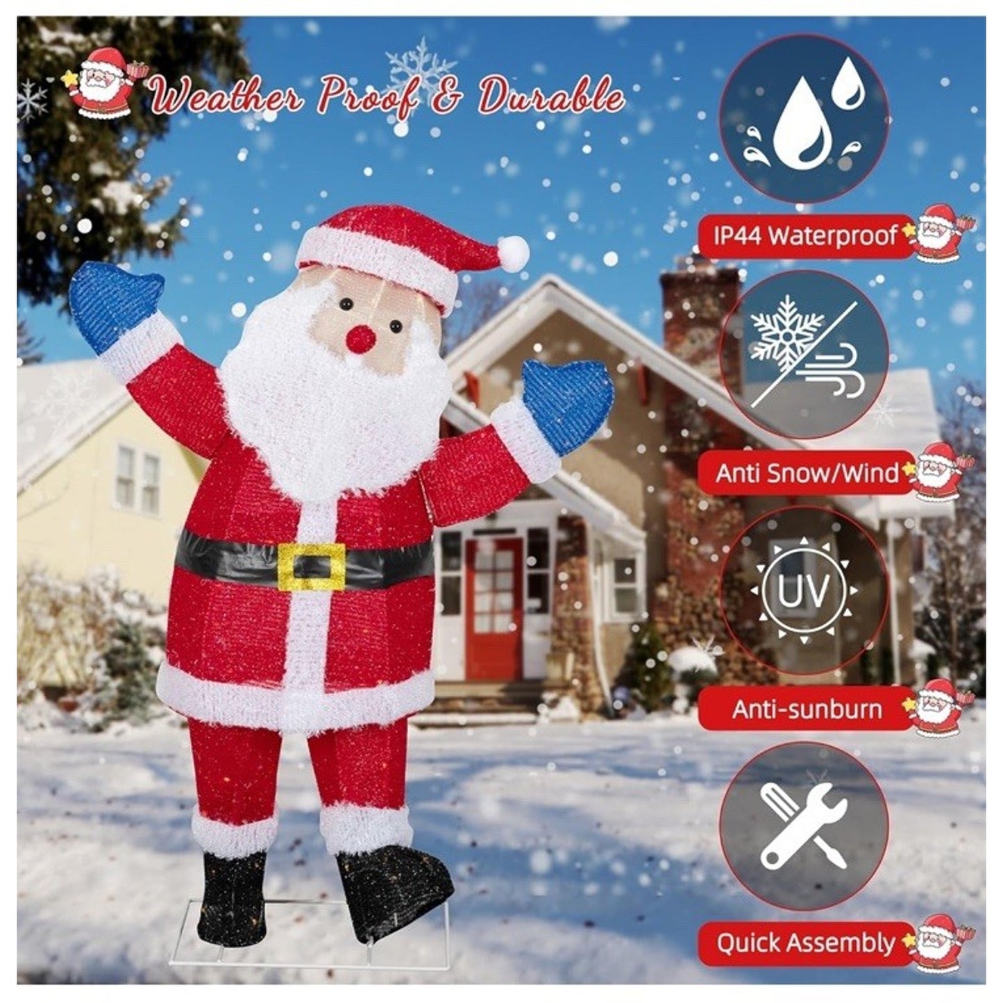 🔥LED Lighted Santa Outdoor Decoration 39” Christmas Holiday Yard Display🔥