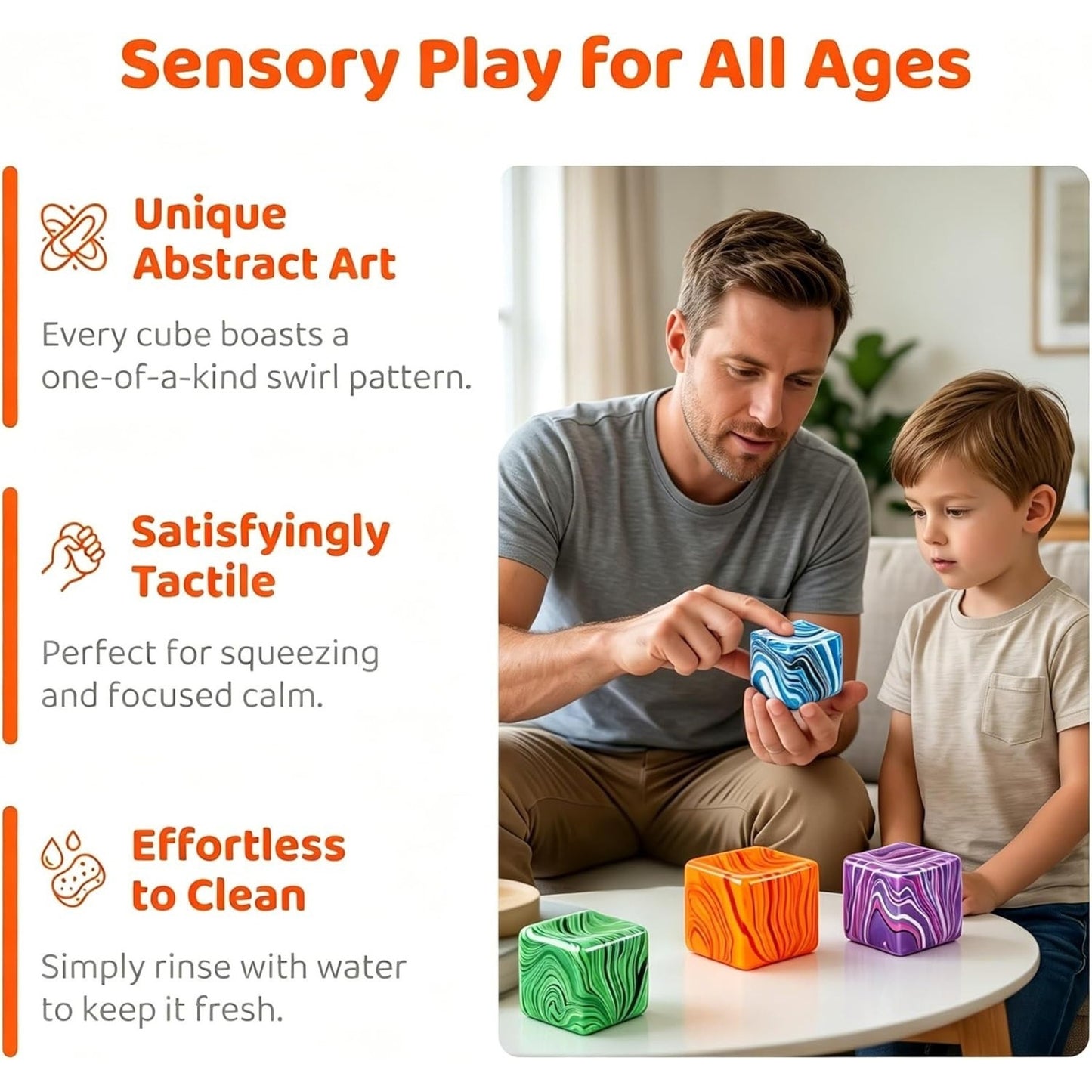 🔥Squishy Stress Squeeze Cube for Adults Fidget Toy Multicolor BNWT🔥