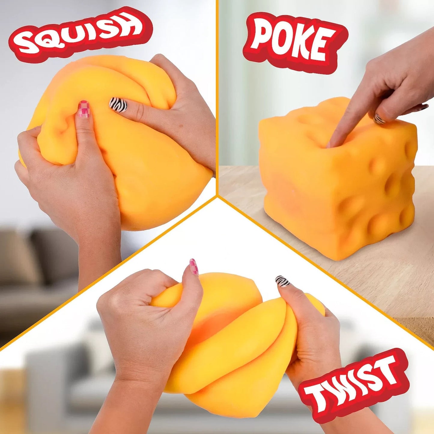 🔥Giggle Zone Squeeze Cheese Block Large Squishy Sensory Fidget Stress BNWT🔥
