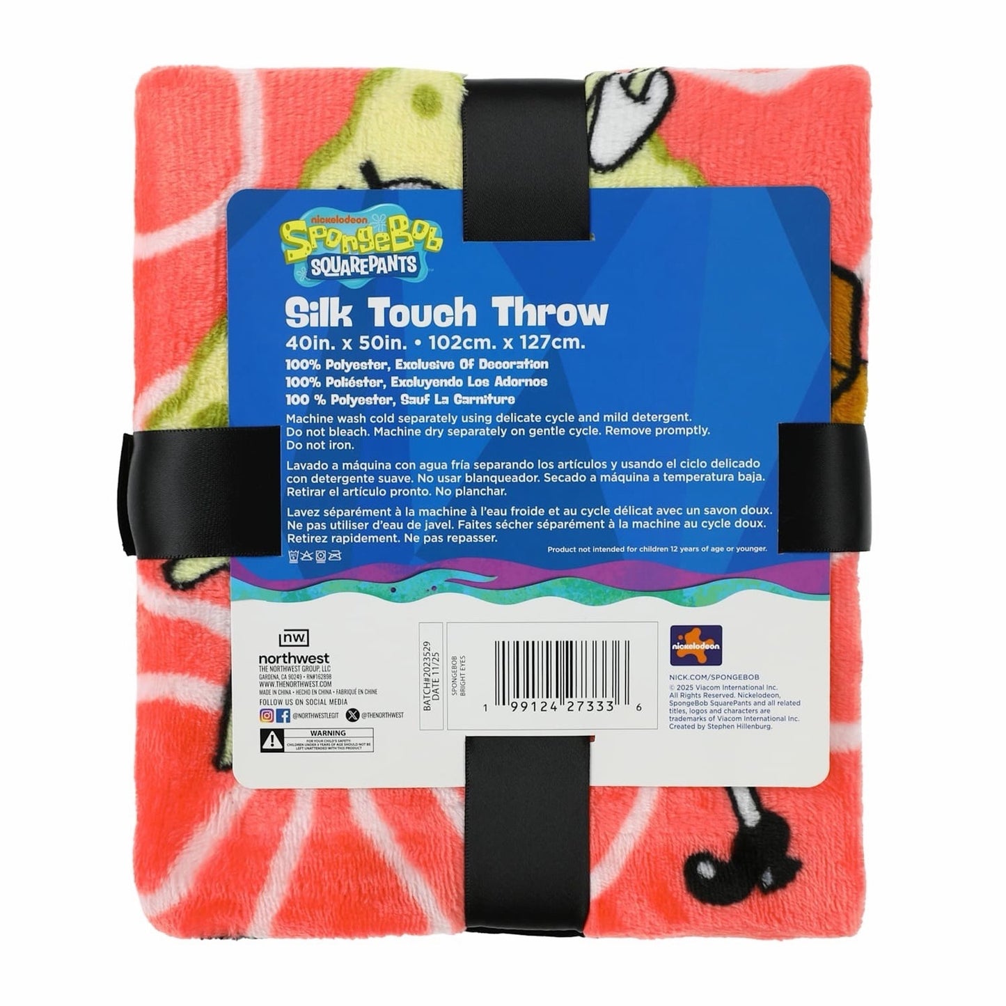 🔥Spongebob SquarePants Silk Touch Blanket 40 x 50 BNWT🔥