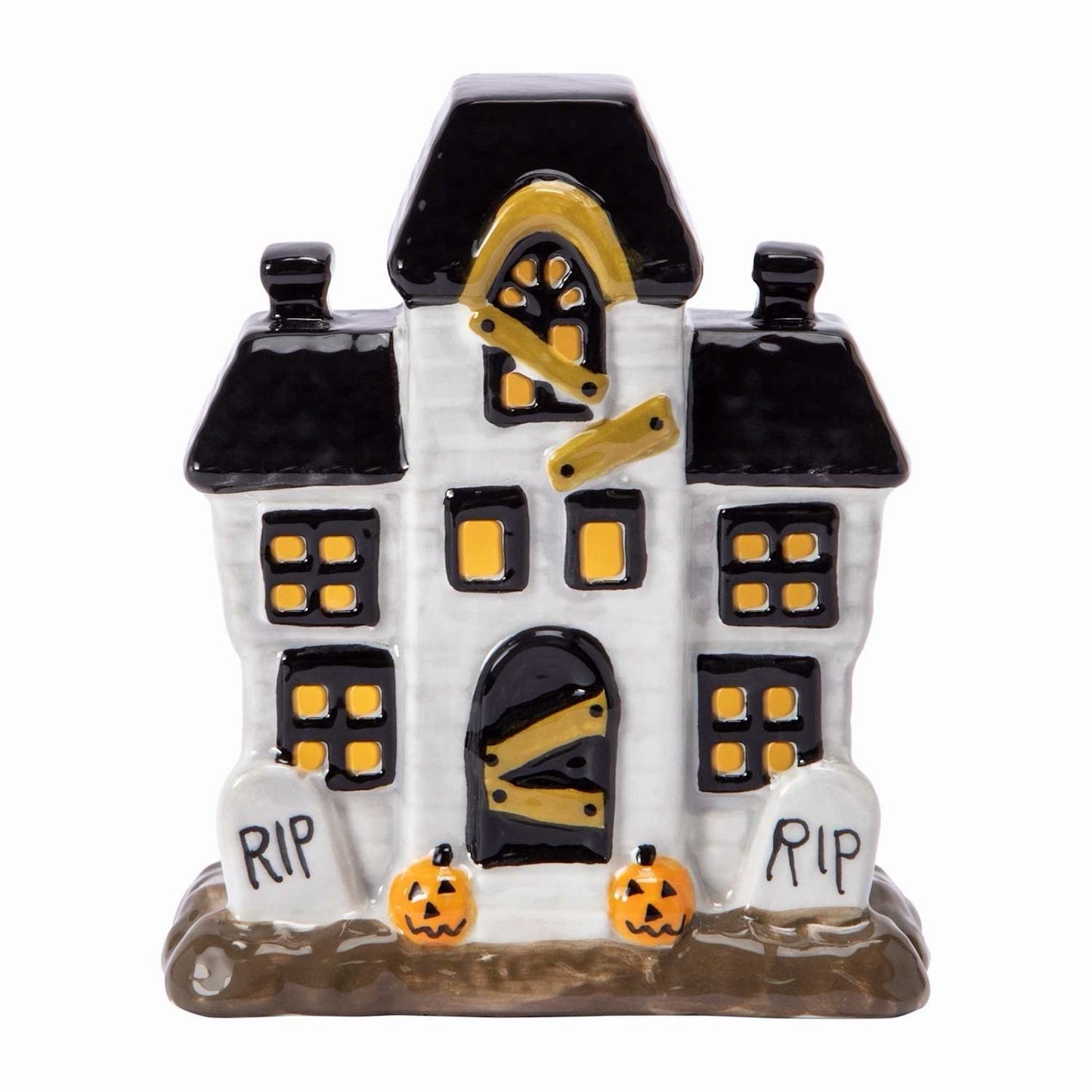 🔥Halloween Ceramic LED Light Up Haunted House BNWT🔥