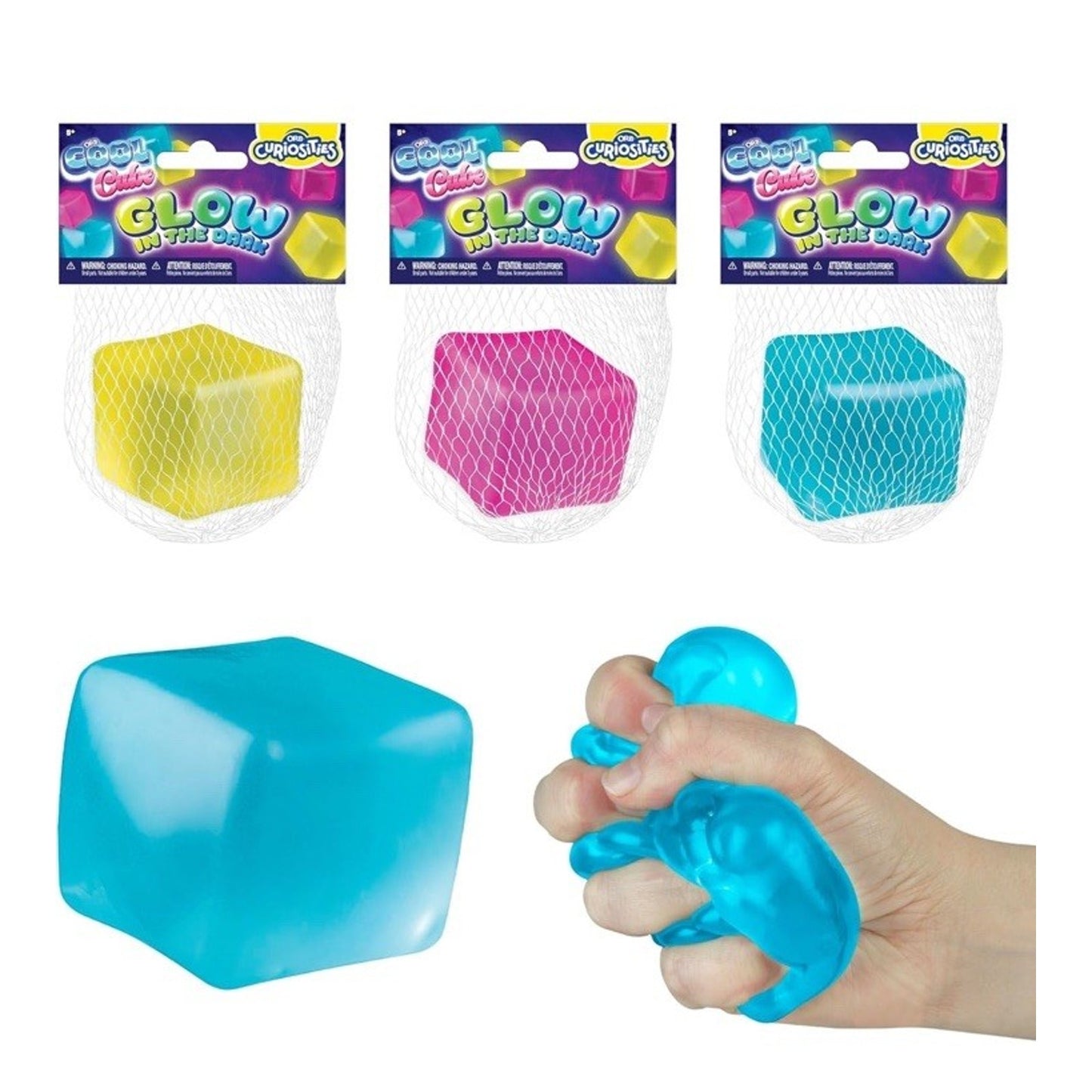 🔥ORB Curiosities Cool Cubes Glow in The Dark Stress Cube Toys YELLOW BNWT🔥