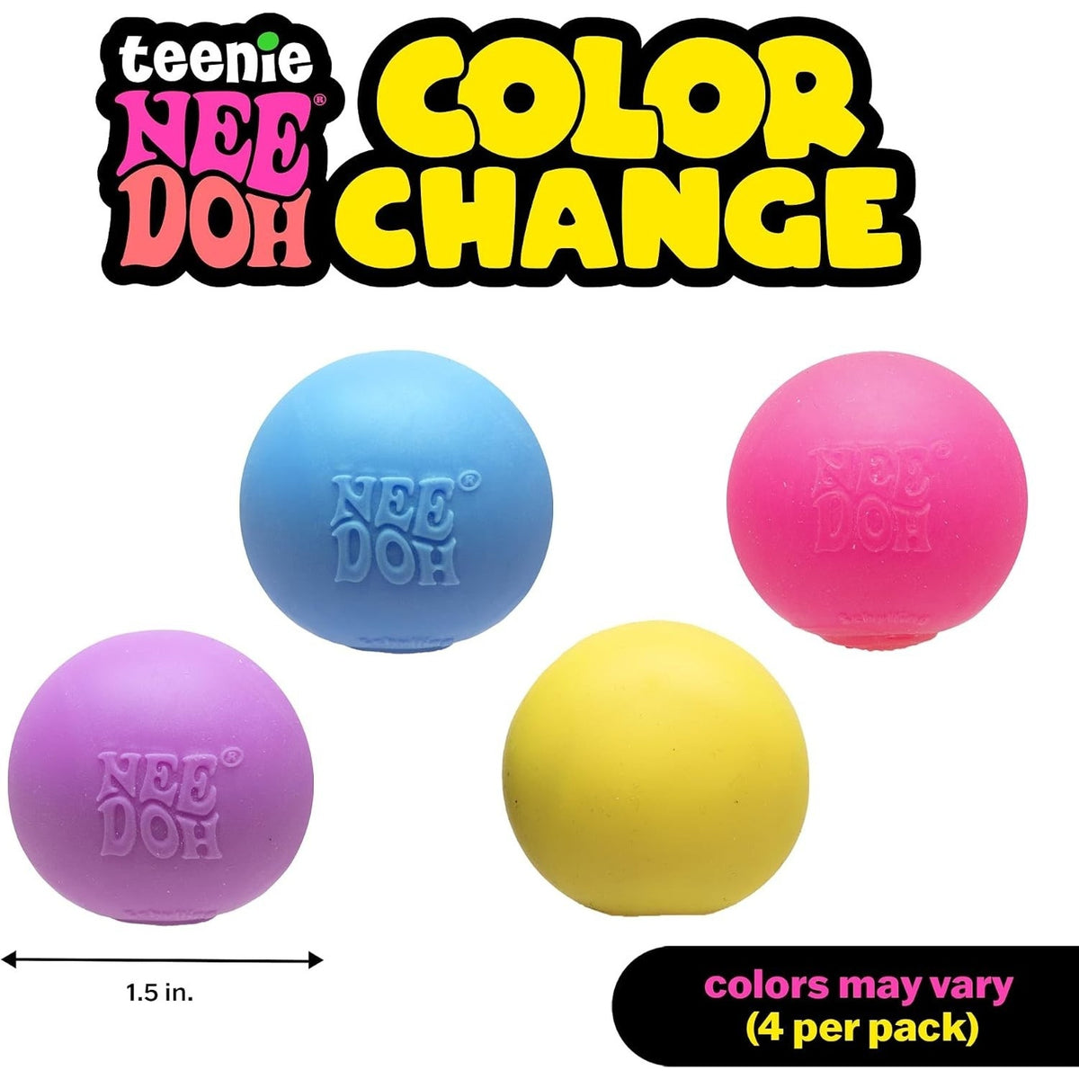 🔥NeeDoh 4pk Teenie Color Change Fidget Toy Stress Relief Squishy Balls BNWT🔥