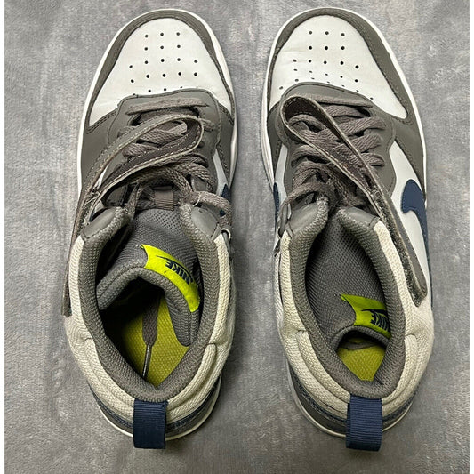 🔥Nike Big Kids Court Borough Mid 2 in Grey Fog/Mystic Navy (7Y) CD7782-007🔥