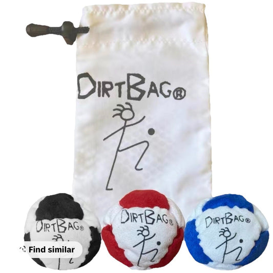 🔥World Footbag Dirtbag Classic RED/WHITE/BLUE 3 Pk Footbag Hacky Sack BNWT🔥