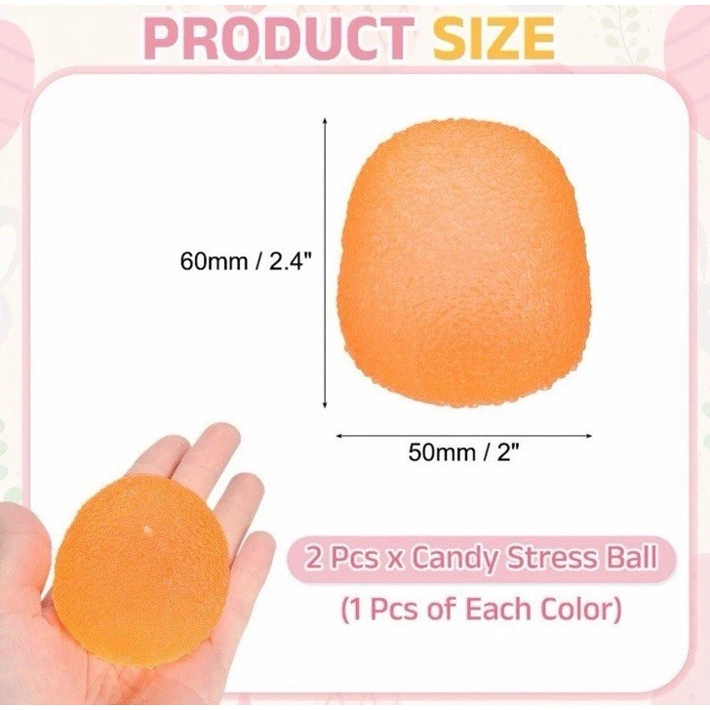 🔥Squishy Viral Gumdrop Candy Textured 2” Sugar Ball Orange/Blue 2 Pack BNWT🔥