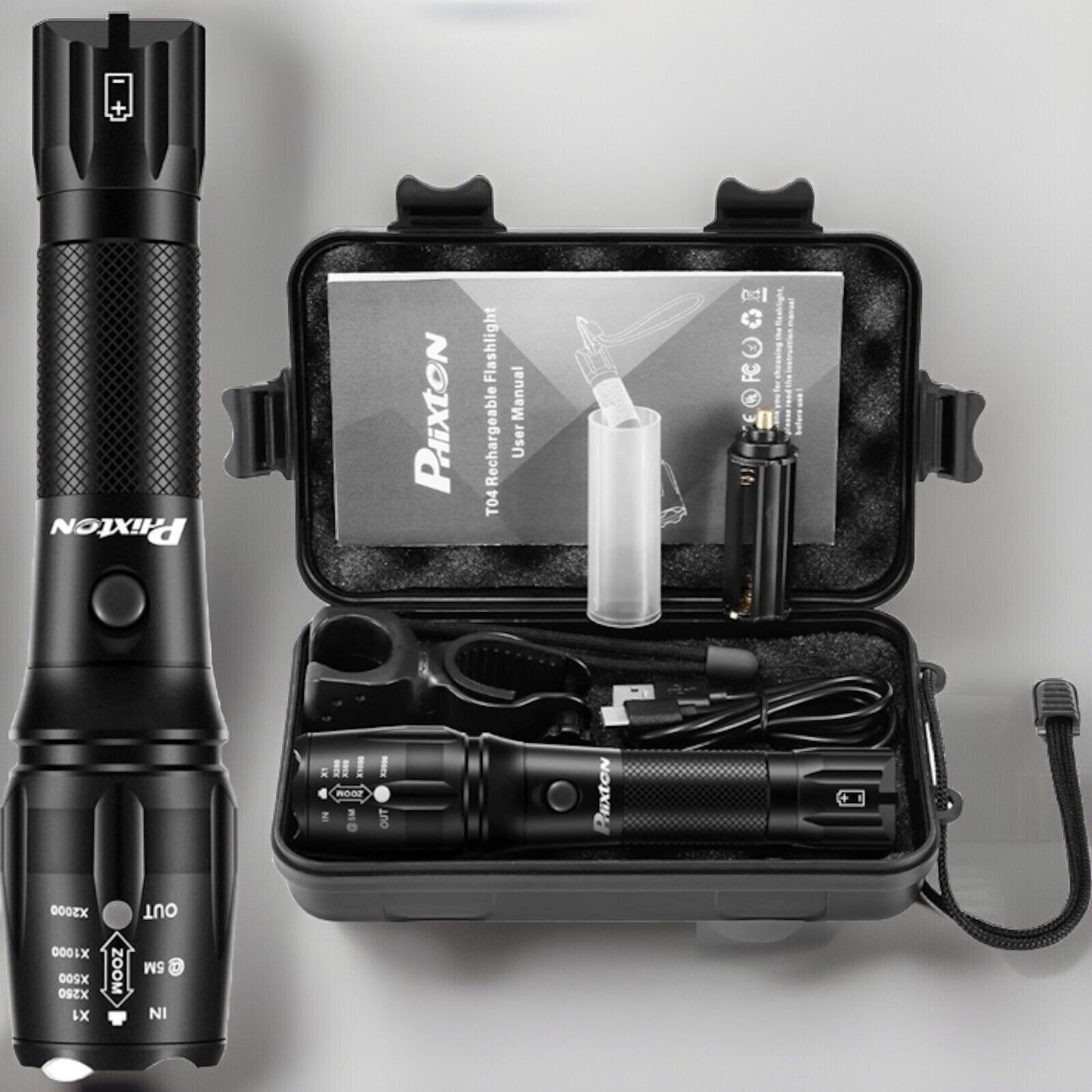 🔥PHIXTON Flashlights Rechargeable LED Powerful 5000 Lumen BNWT🔥