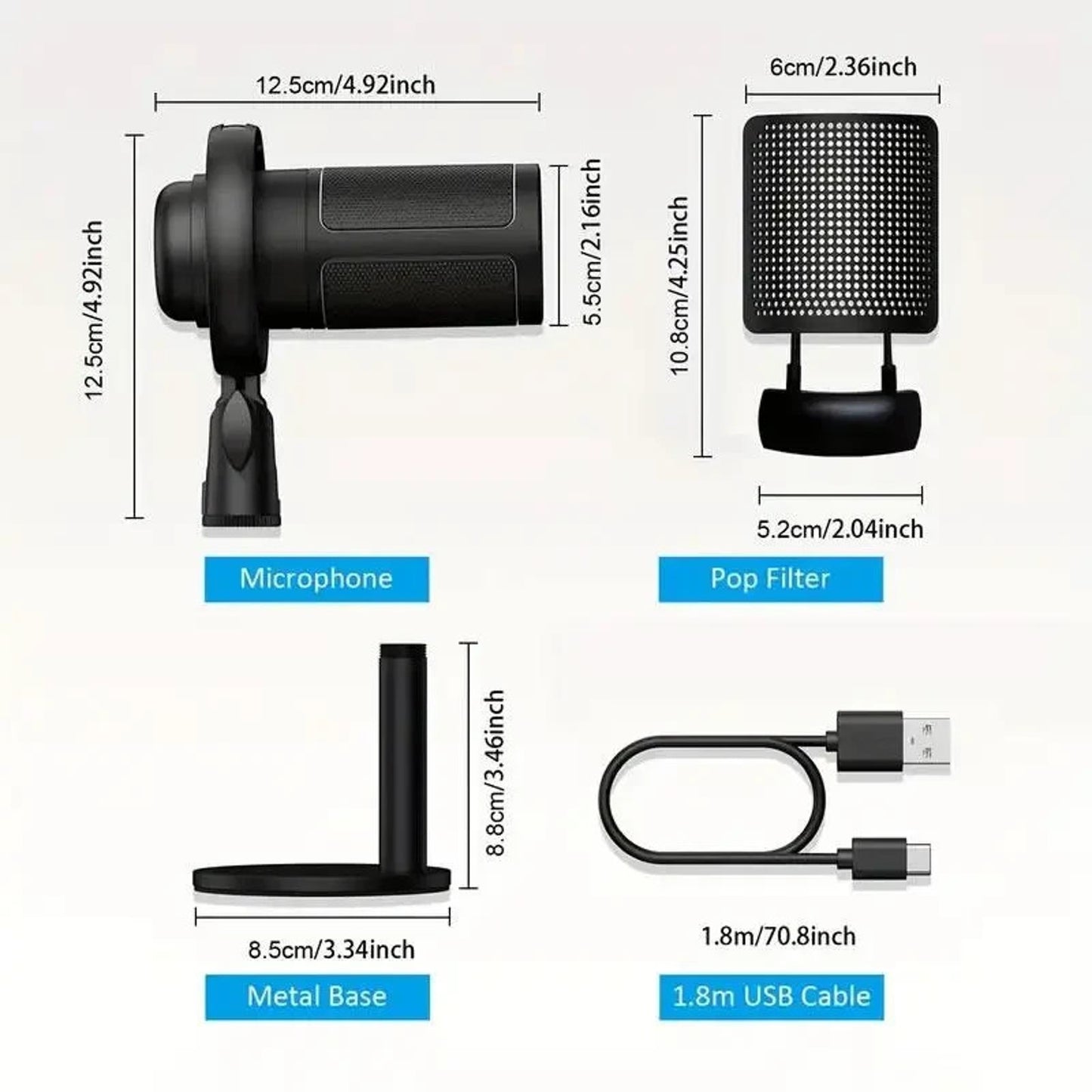 🔥USB Microphone for Streaming & Podcasts - RGB Condenser Mic🔥