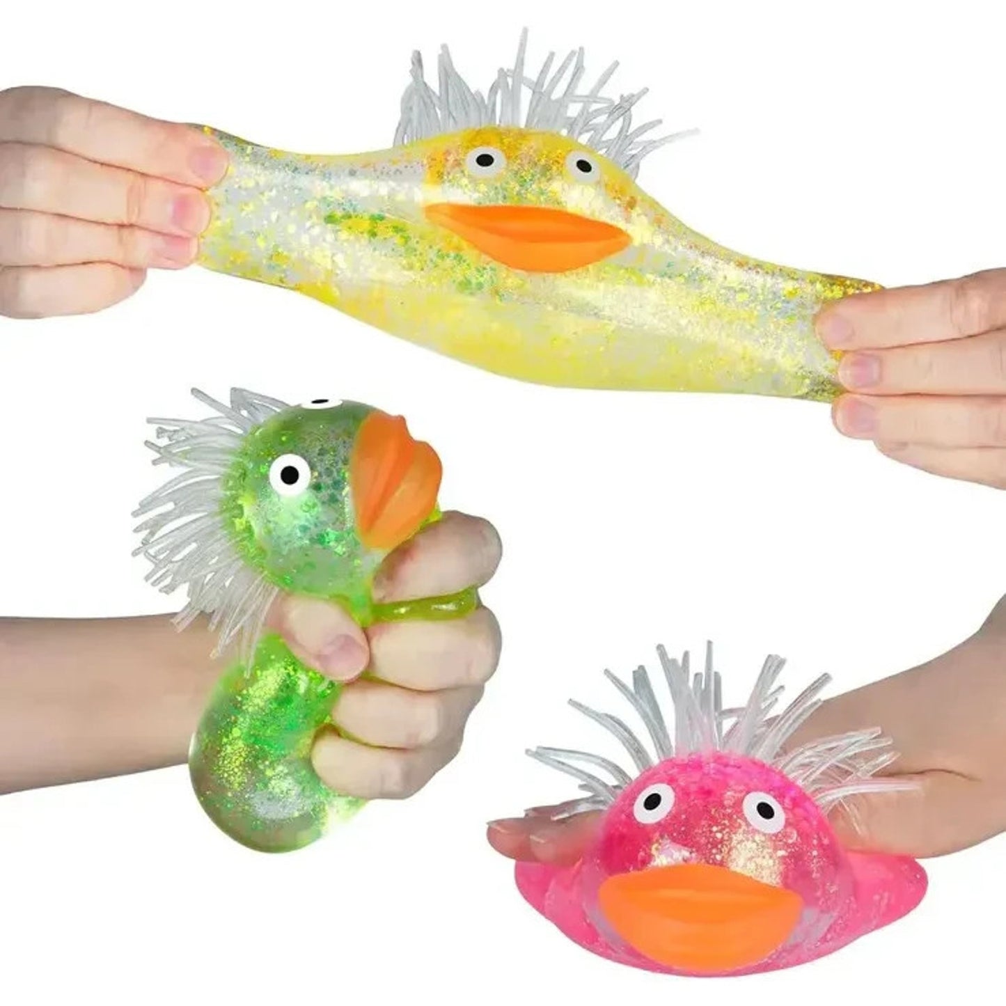 🔥ORB Curiosities Sparklee Duck Squishy Fidget Ducky Glitter PINK BNWT🔥