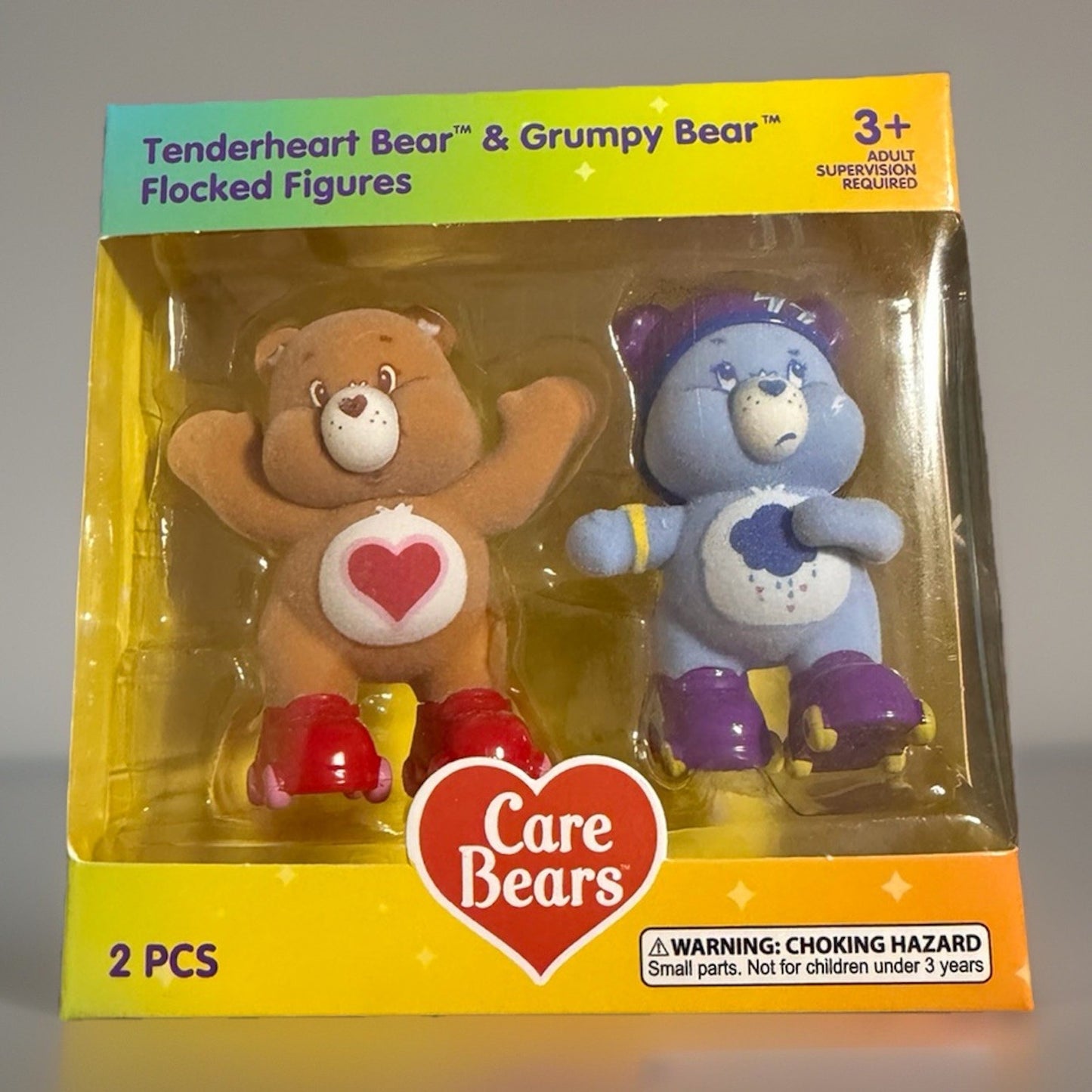 🔥Care Bears Tenderheart Bear & Grumpy Bear Flocked Figures BNWT🔥
